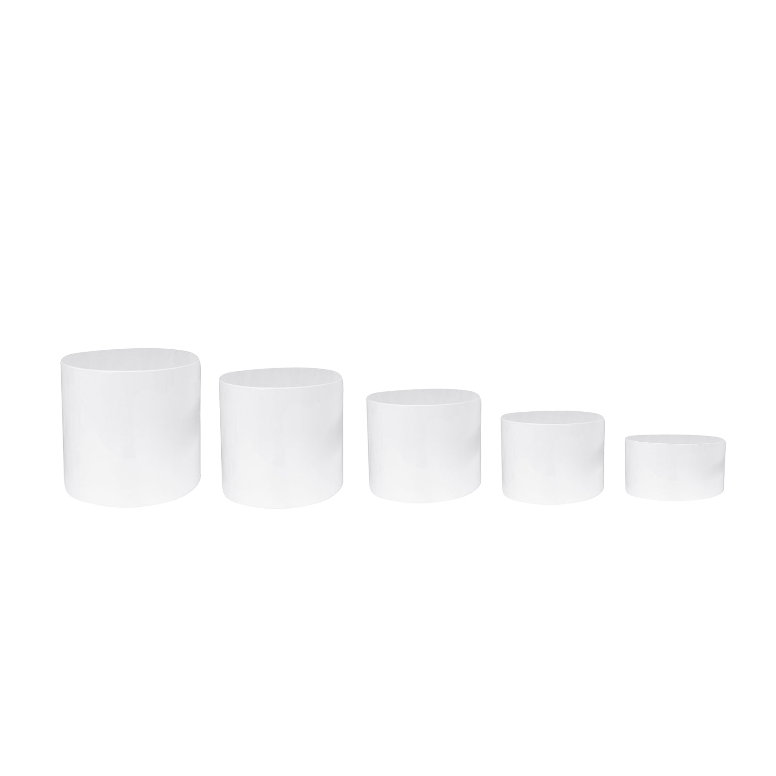 Set of 5 Acrylic Cake Stands Cylinder Design Round White - Display Risers for Events 4, 6, 8, 10, 12