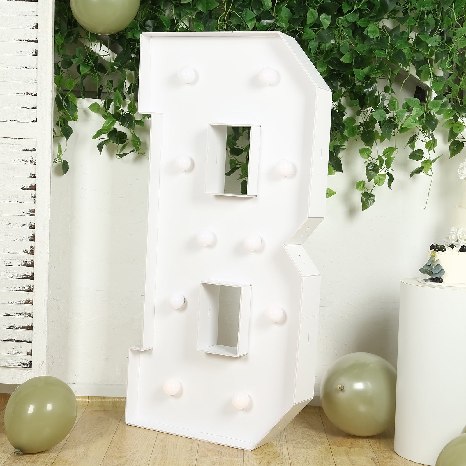 Giant LED Marquee Light Up Letter B, White 4ft Pre-Cut Foam Board with 10 Warm White Battery Operated LEDs, Glue Gun and Sticks