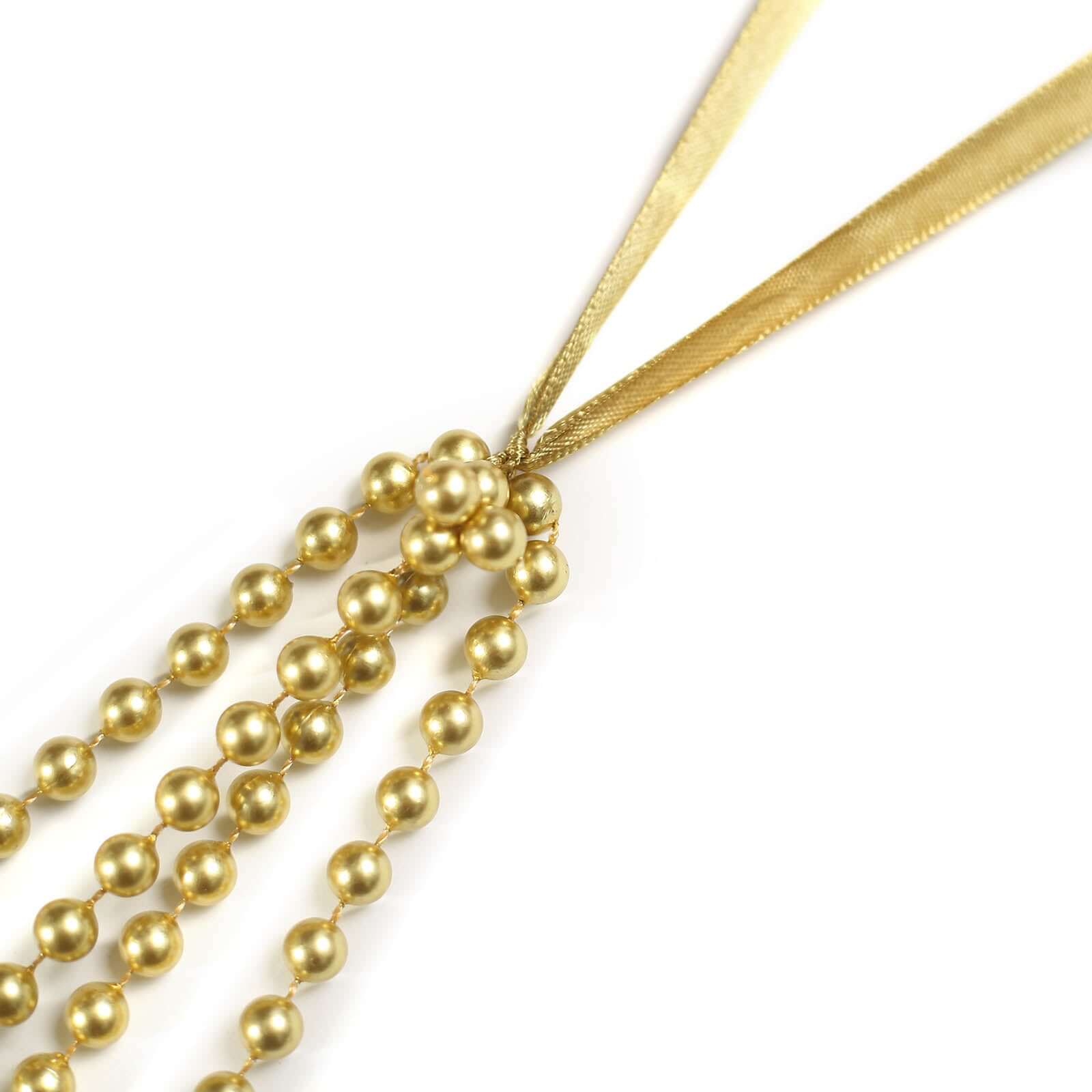 Faux Pearl Beaded 16 Chair Back Garland Sash Gold Gatsby-Inspired Style - Pre-Tied Chic Wedding Decor for Chiavari Chairs