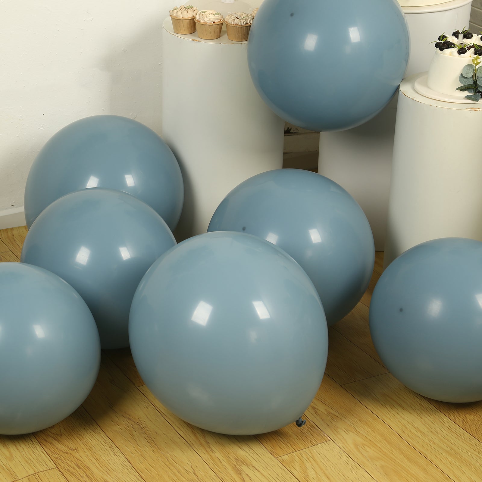 10 Pack Matte Pastel Dusty Blue Biodegradable Balloons 18, Round Eco-friendly Thick Latex Party Balloons