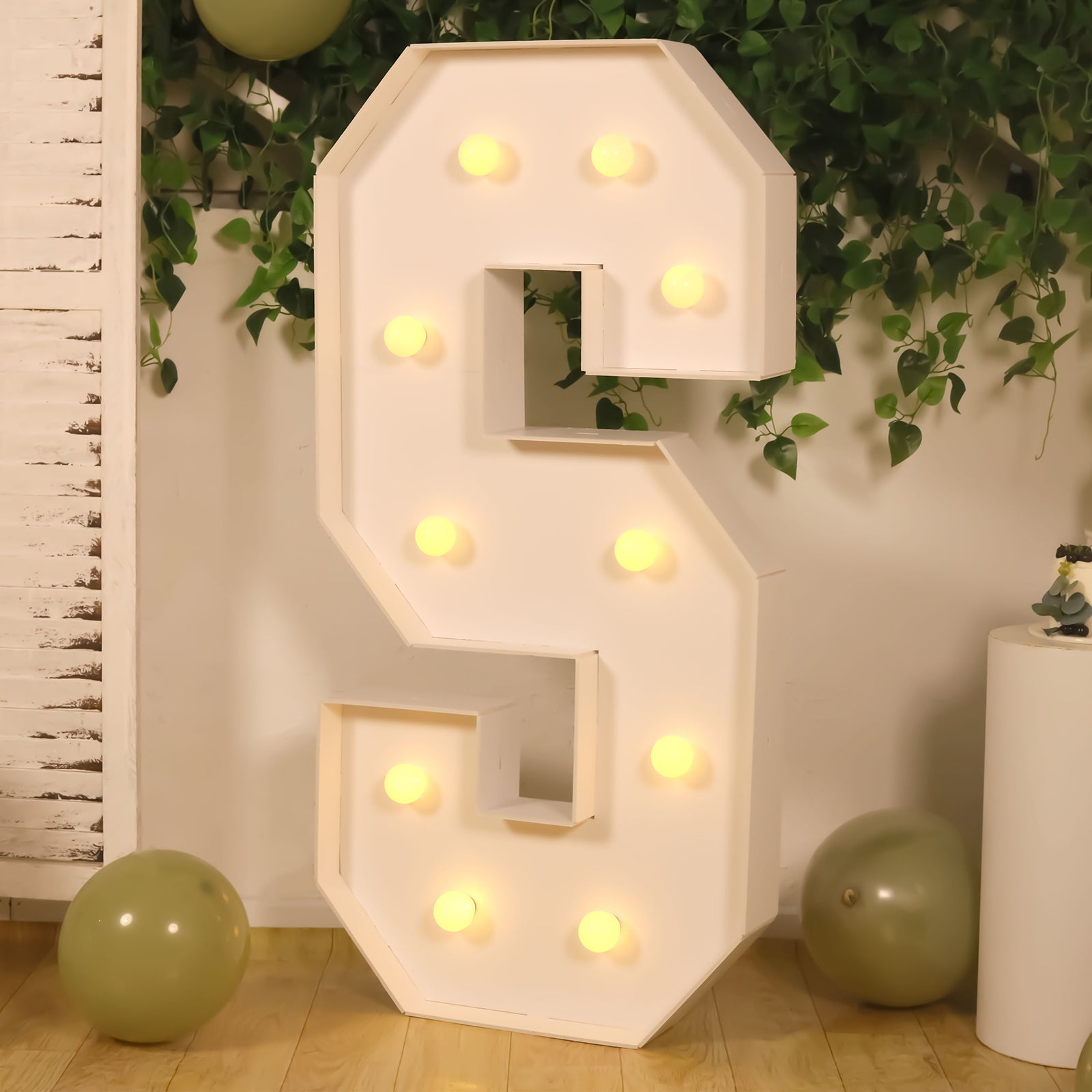 Giant LED Marquee Light Up Letter S, White 4ft Pre-Cut Foam Board with 10 Warm White Battery Operated LEDs, Glue Gun and Sticks