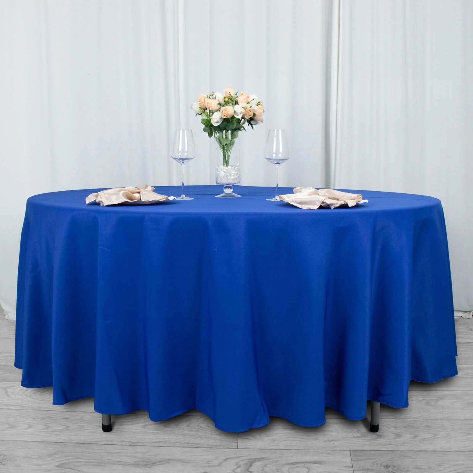 Premium Polyester 108 Round Tablecloth Royal Blue - Wrinkle-Resistant 220GSM Table Cover