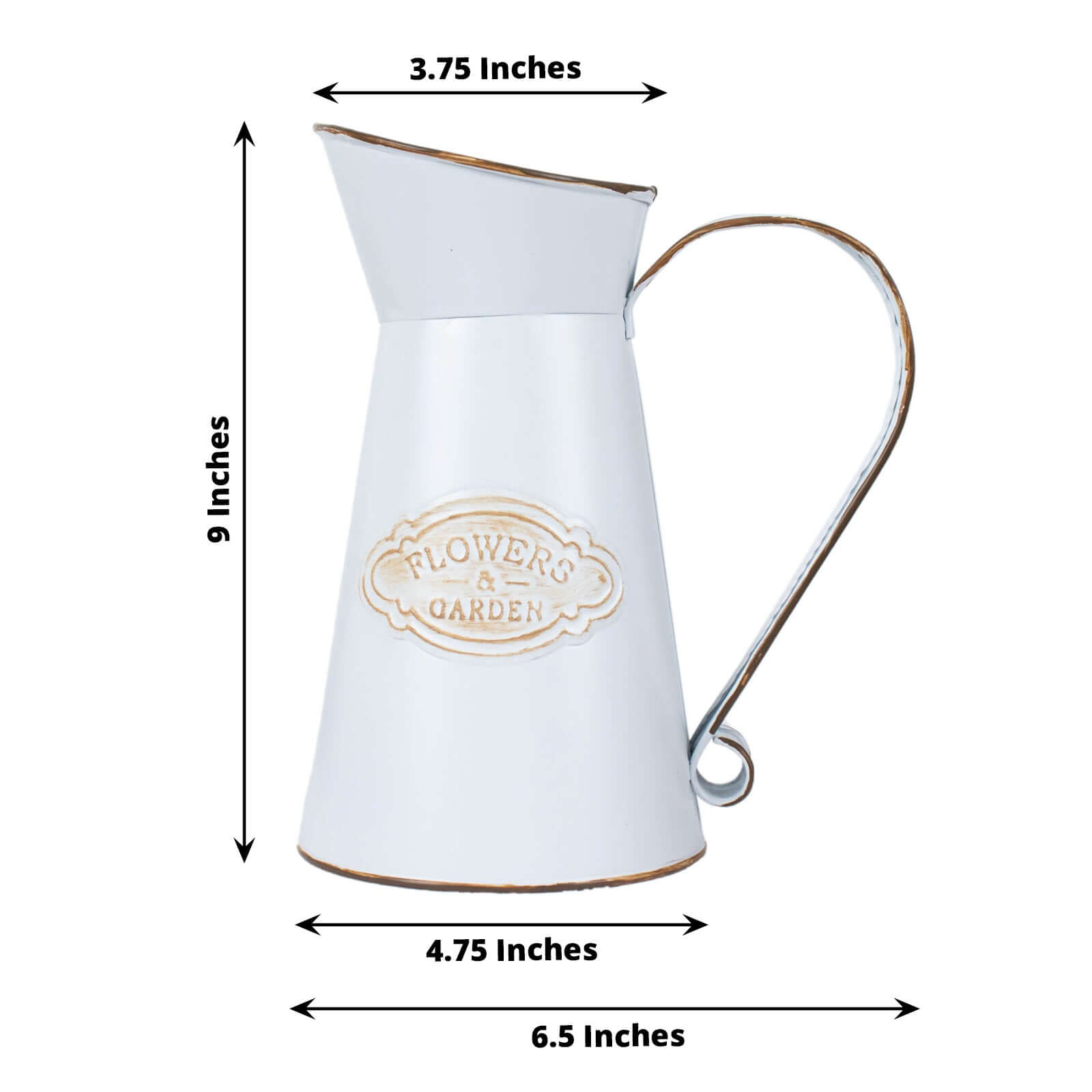 Metal Garden Water Pitcher Rustic Milk Jug Design - Shabby Chic Decorative Flower Vase 9