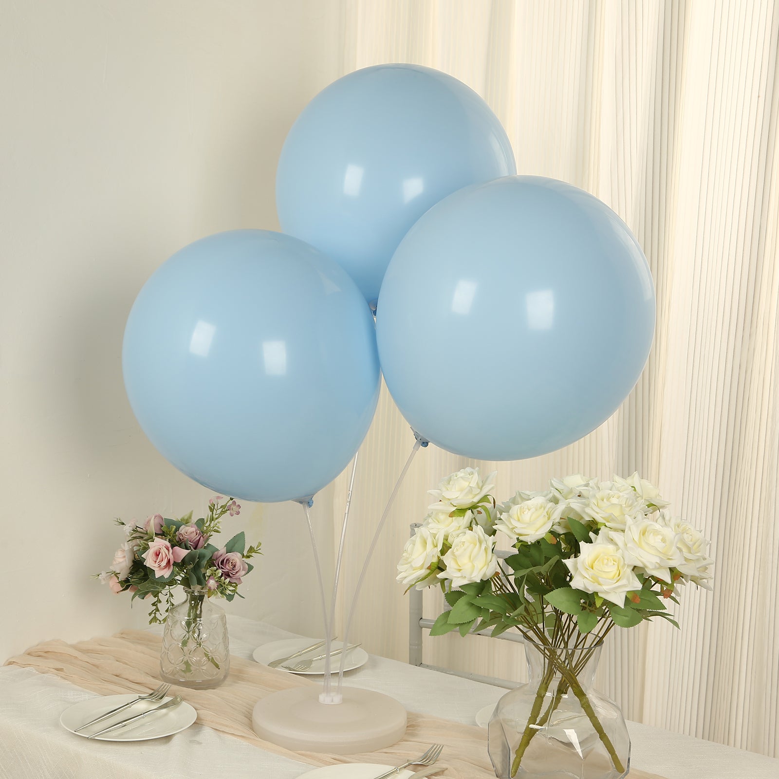 10 Pack Matte Pastel Ice Blue Biodegradable Balloons 18, Round Eco-friendly Thick Latex Party Balloons