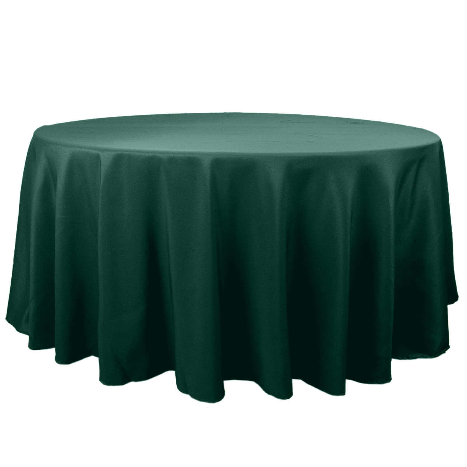 Premium Polyester 120 Round Tablecloth Hunter Emerald Green - Seamless 220GSM Wrinkle-Resistant Table Cover