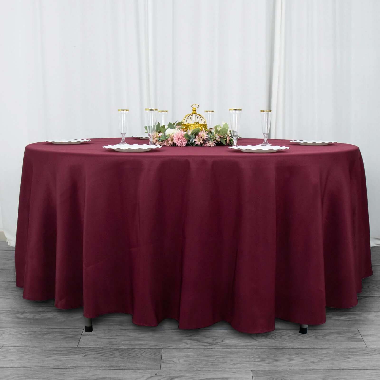 Premium Polyester 108 Round Tablecloth Burgundy - Wrinkle-Resistant 220GSM Table Cover