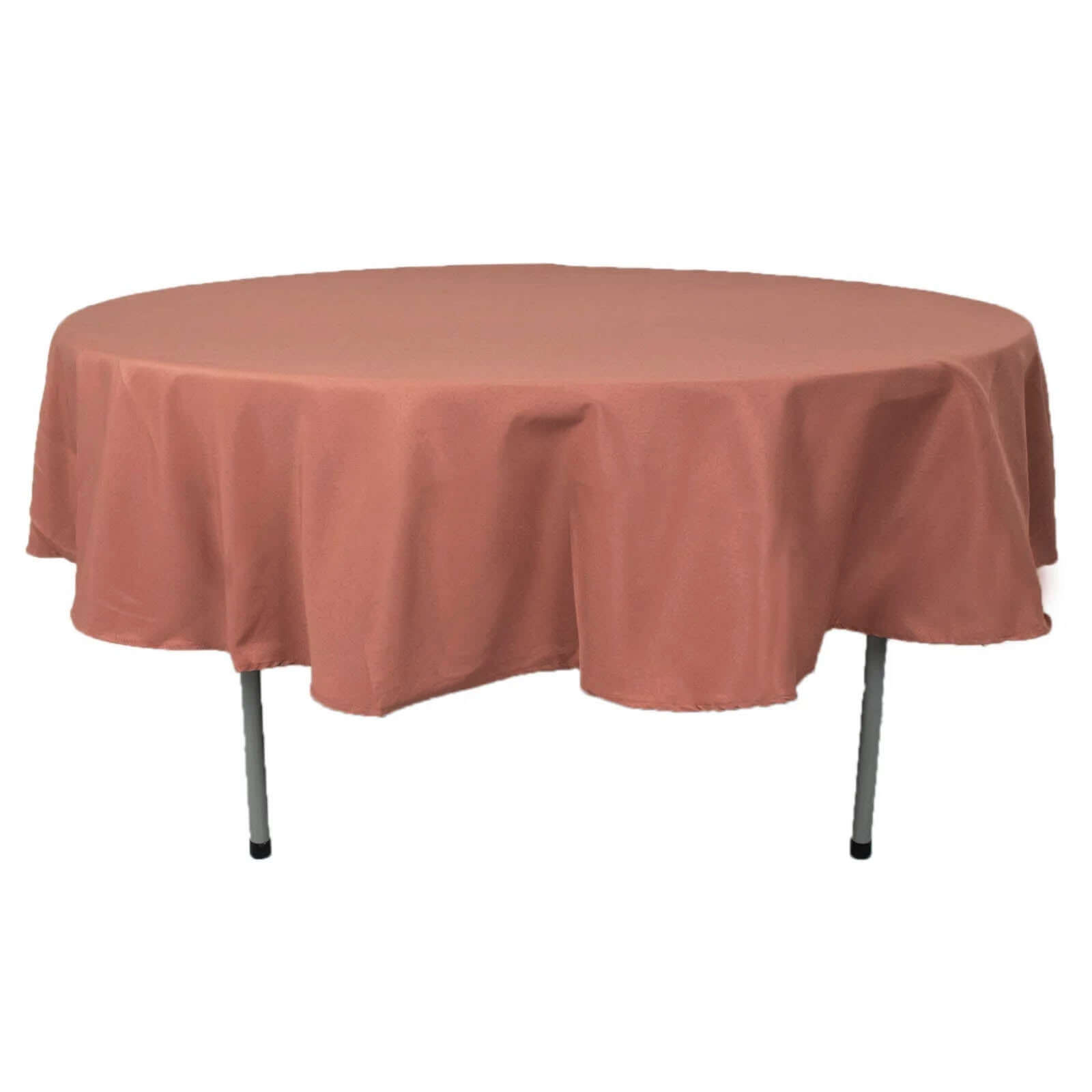 Premium Polyester 90 Round Tablecloth Terracotta (Rust) - Stain and Wrinkle-Resistant Design with 220GSM Thickness Table Cover