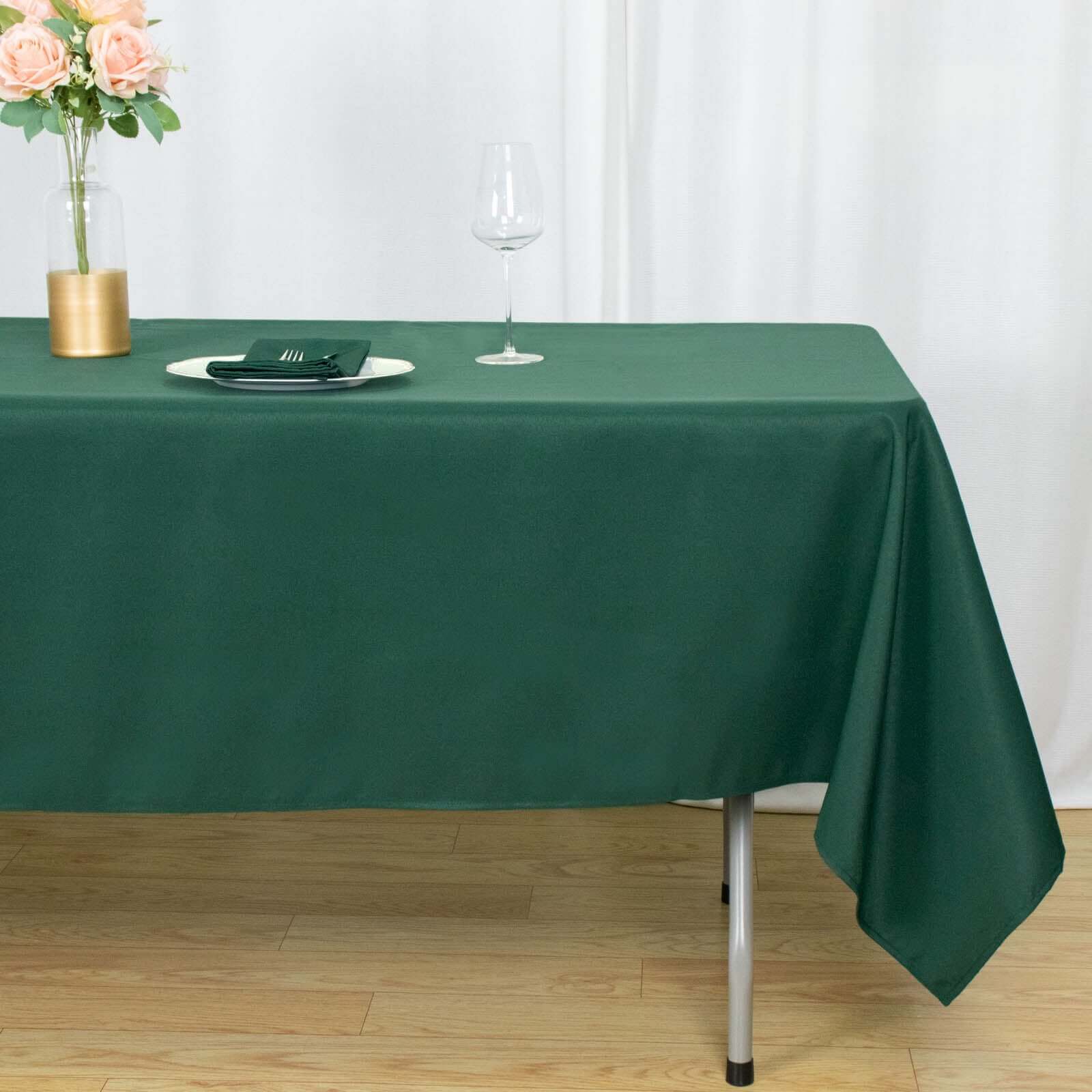 Premium Polyester 60x102 Rectangle Tablecloth Hunter Emerald Green - Durable 220GSM Wrinkle-Resistant Table Cover