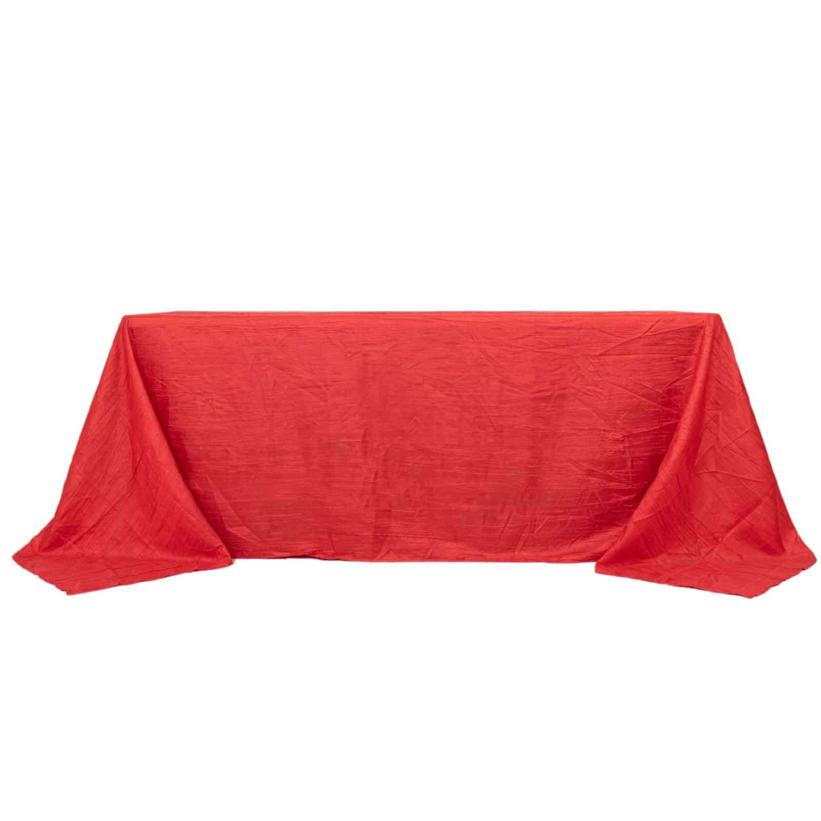 Taffeta 90x132 Rectangle Tablecloth Red - Seamless Accordion Crinkle Table Cover