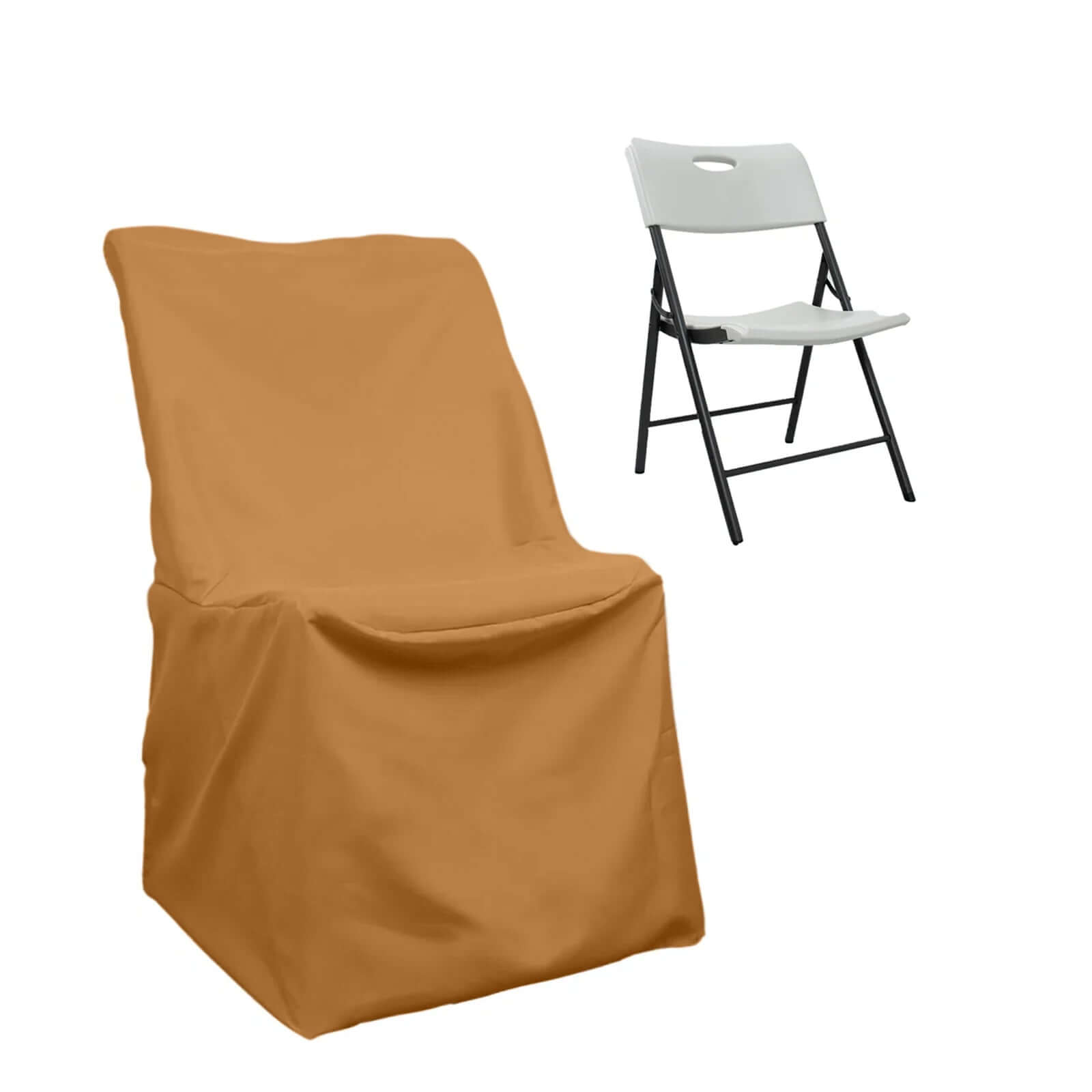 Polyester Chair Cover for Folding Lifetime Chairs Gold - Reusable Durable Slip-On Cover