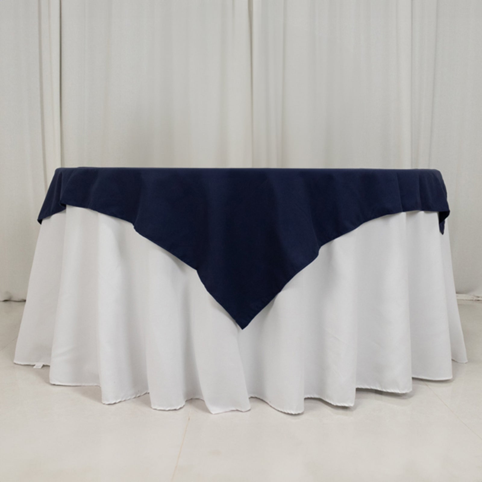 Cotton Blend 54x54 Table Overlay Square Tablecloth Navy - Wrinkle-Resistant Table Topper