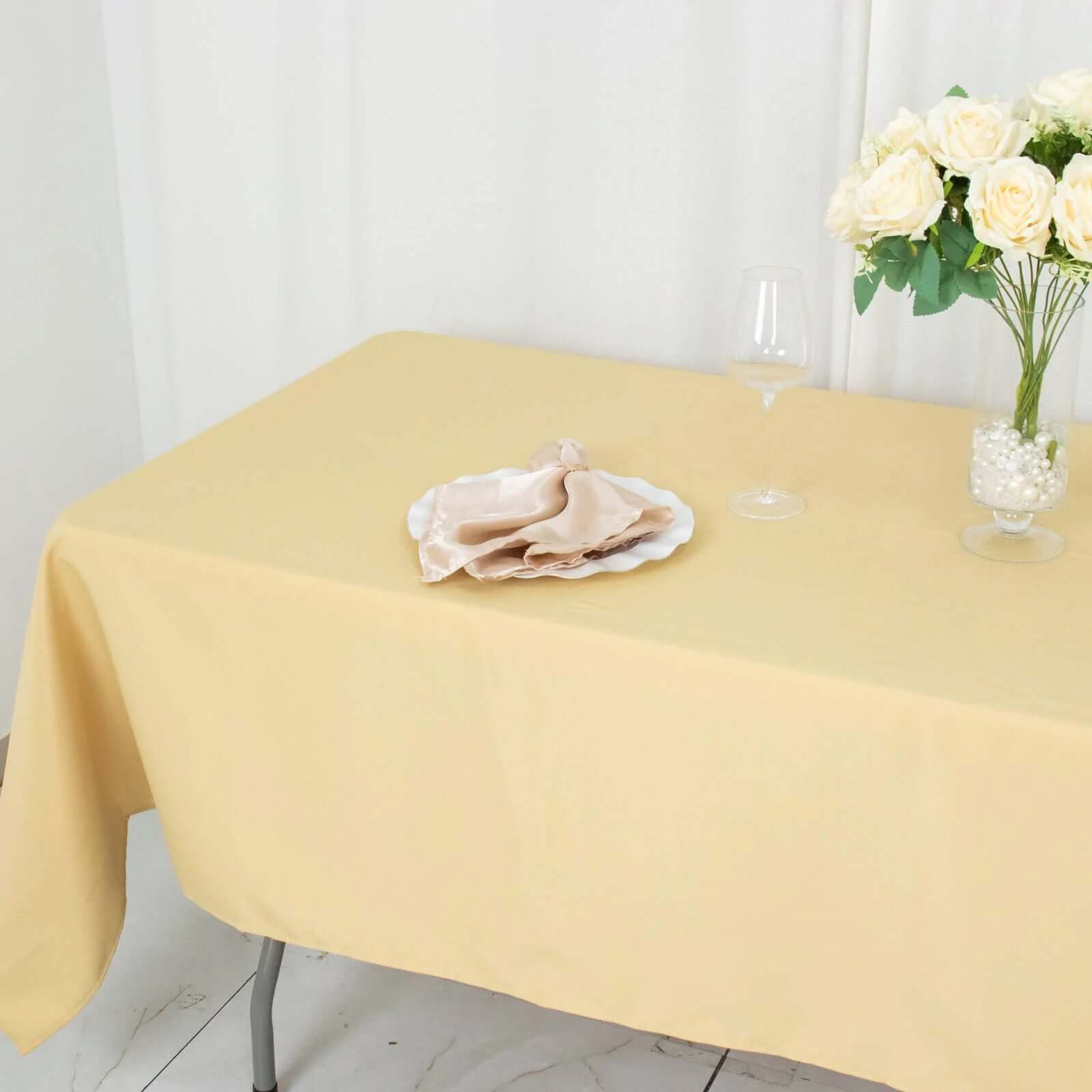 Premium Polyester 60x102 Rectangle Tablecloth Champagne - Durable 220GSM Wrinkle-Resistant Table Cover
