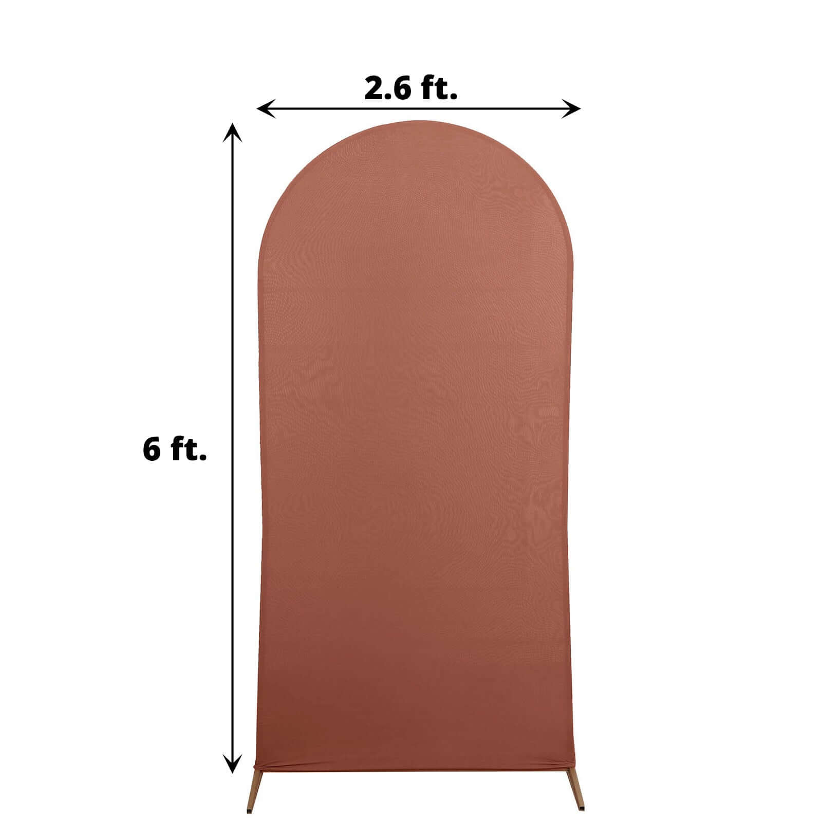 6ft Matte Terracotta (Rust) Spandex Fitted Chiara Backdrop Stand Cover For Round Top Wedding Arch