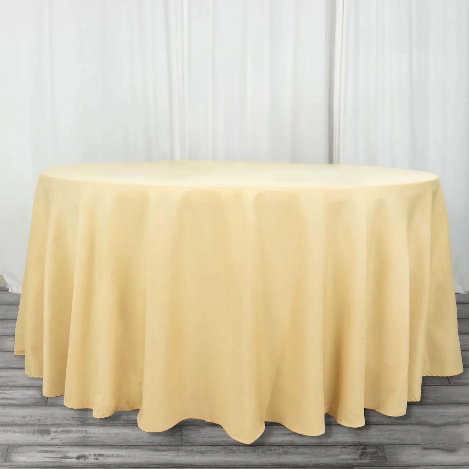 Premium Polyester 120 Round Tablecloth Champagne - Seamless 220GSM Wrinkle-Resistant Table Cover