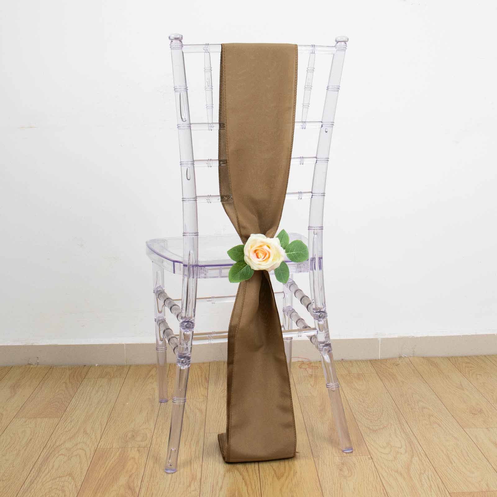 5 Pack Polyester Chair Sashes Taupe 6x108