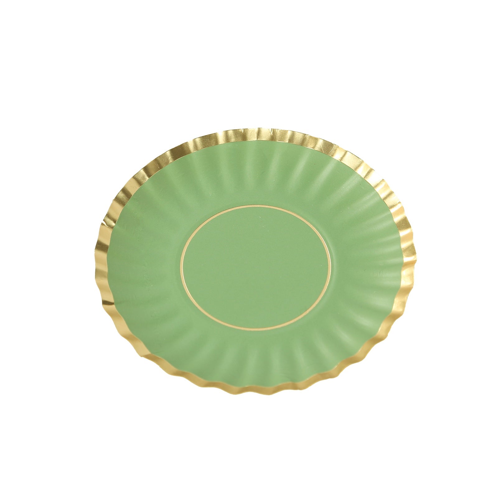 50-Pack Paper 3.5 Round Party Plates in Dusty Sage Green with Gold Scalloped Rim - Disposable Mini 250GSM Dessert Plates for Tapas, Appetizers & Finger Foods