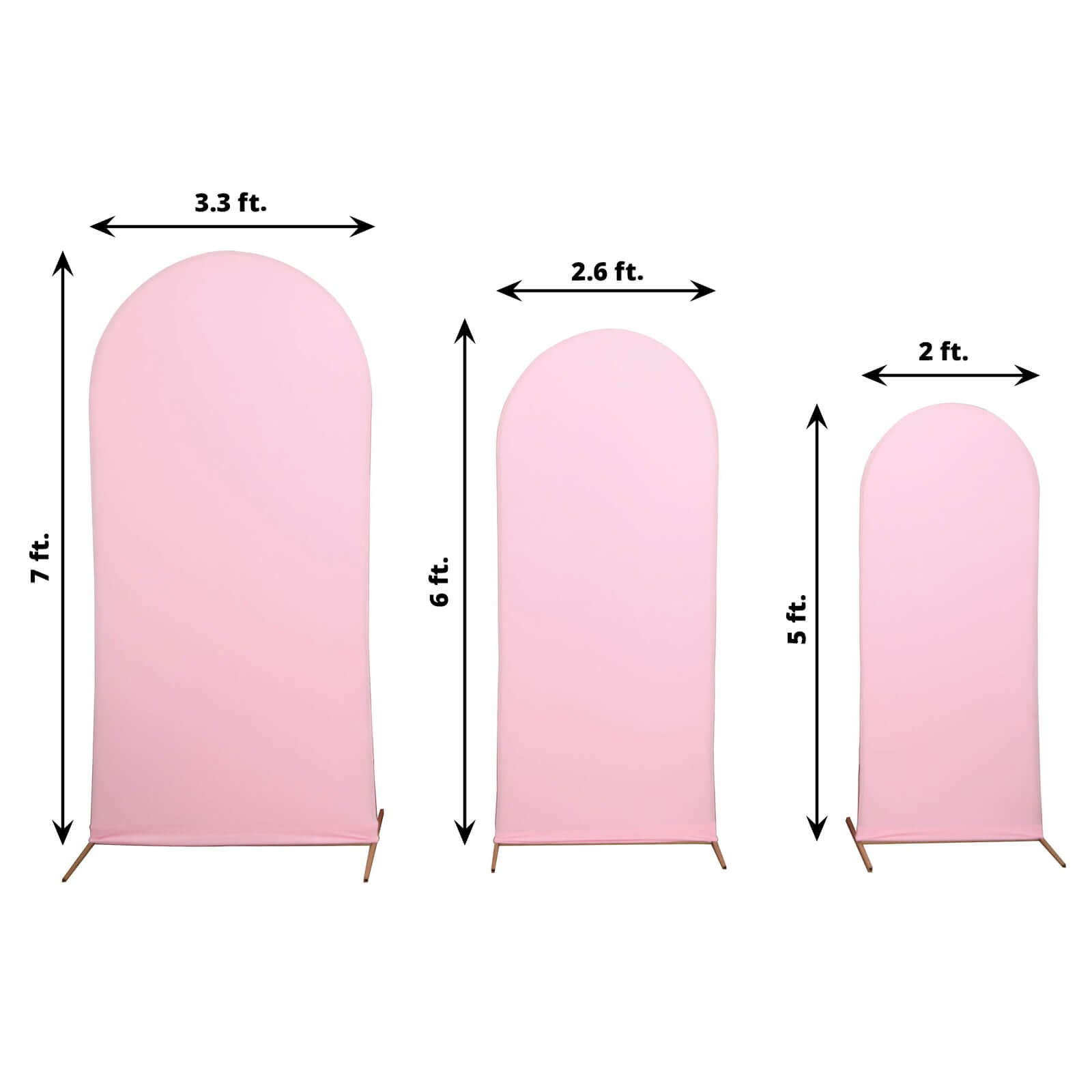 Set of 3 Matte Pink Spandex Fitted Chiara Backdrop Stand Cover For Round Top Wedding Arch - 5ft, 6ft, 7ft