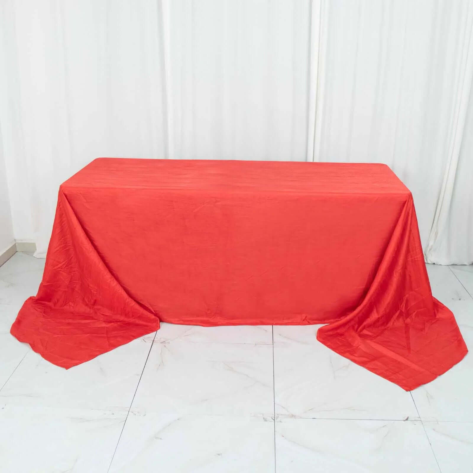 Taffeta 90x156 Rectangle Tablecloth Red - Accordion Crinkle Seamless Table Cover