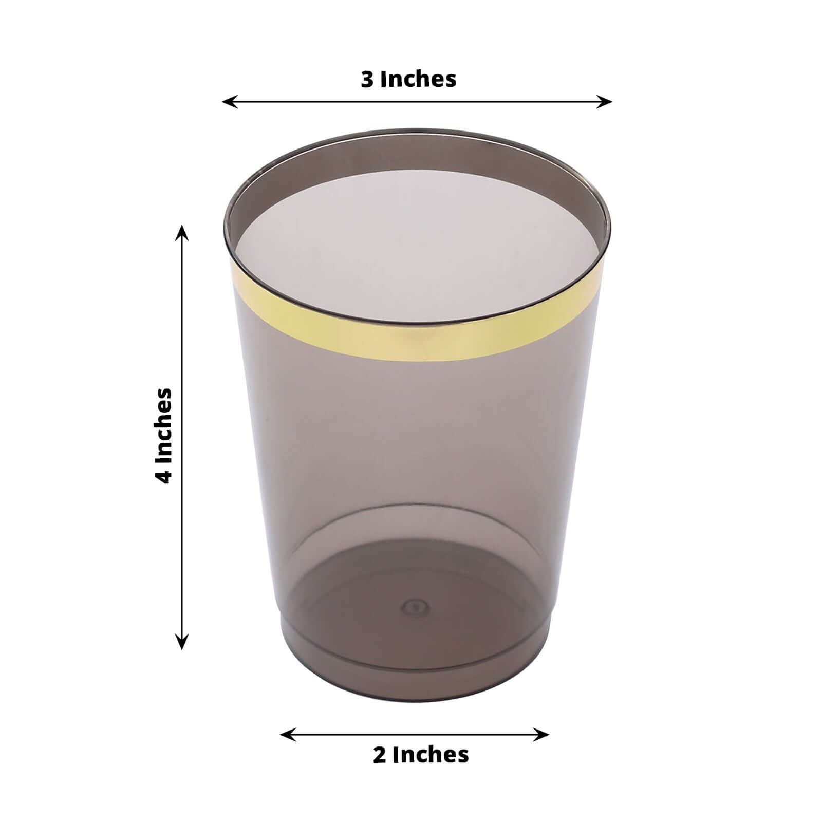 25-Pack Plastic Tumbler Cups Transparent Black with Gold Rim - Stylish Disposable Party Glasses 10oz