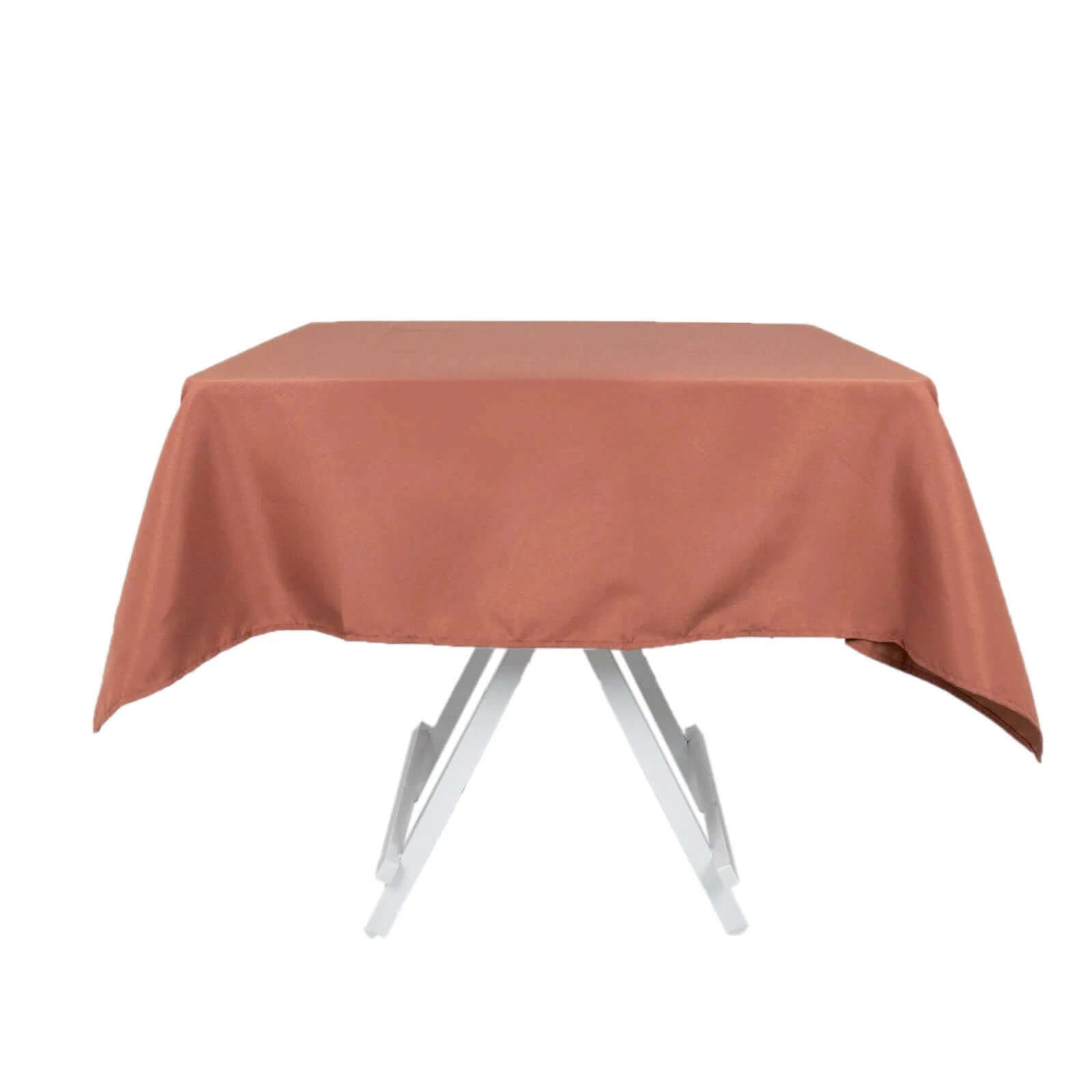 Premium Polyester 54x54 Square Tablecloth Terracotta (Rust) - Stain and Wrinkle-Resistant 220GSM Table Cover