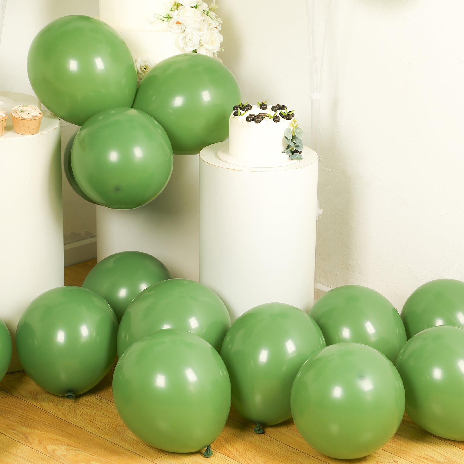 50 Pack Matte Pastel Dusty Sage Green Biodegradable Balloons 12, Round Eco-friendly Thick Latex Party Balloons