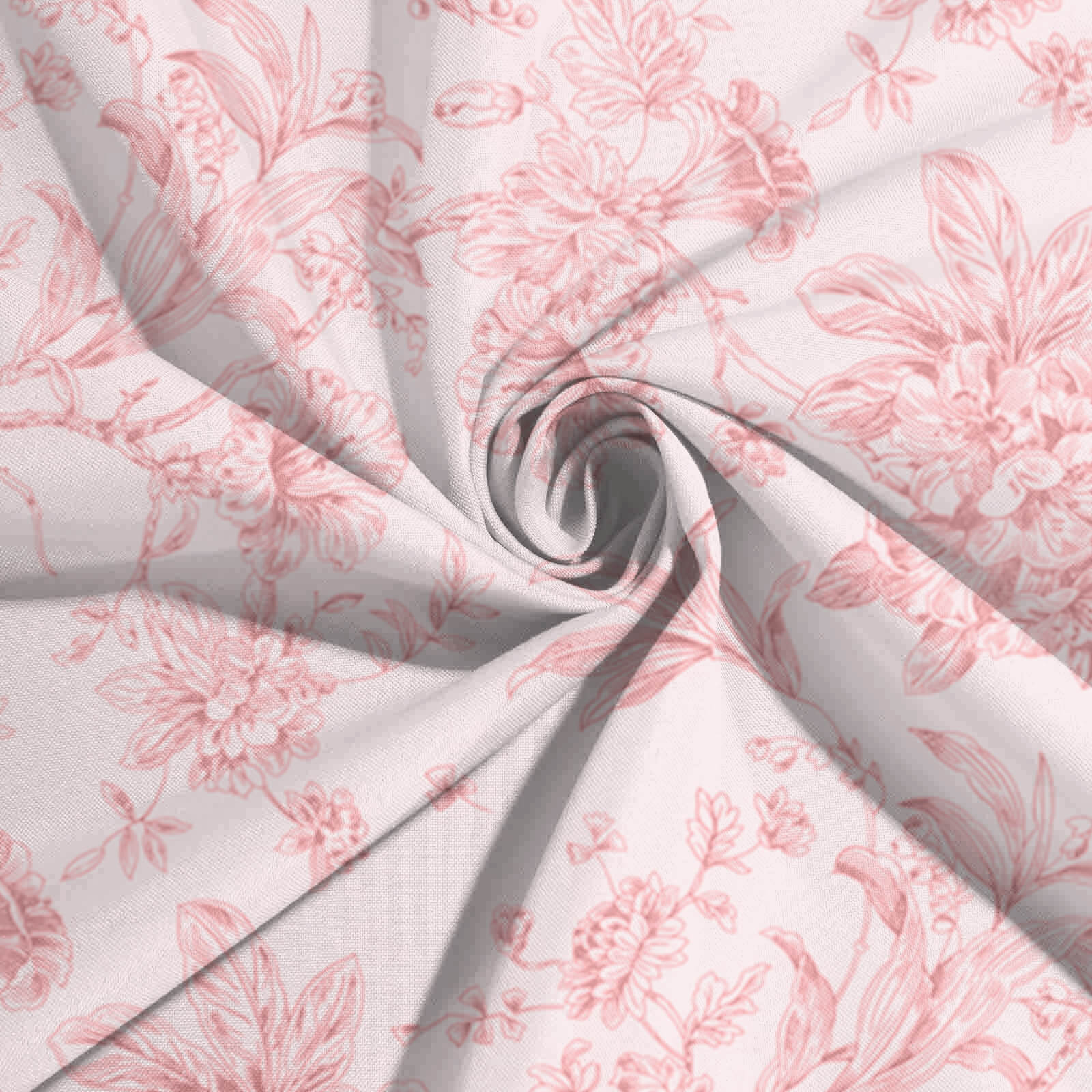 Polyester 60x102 Rectangle Tablecloth White - Pink French Toile Pattern for Modern Occasions