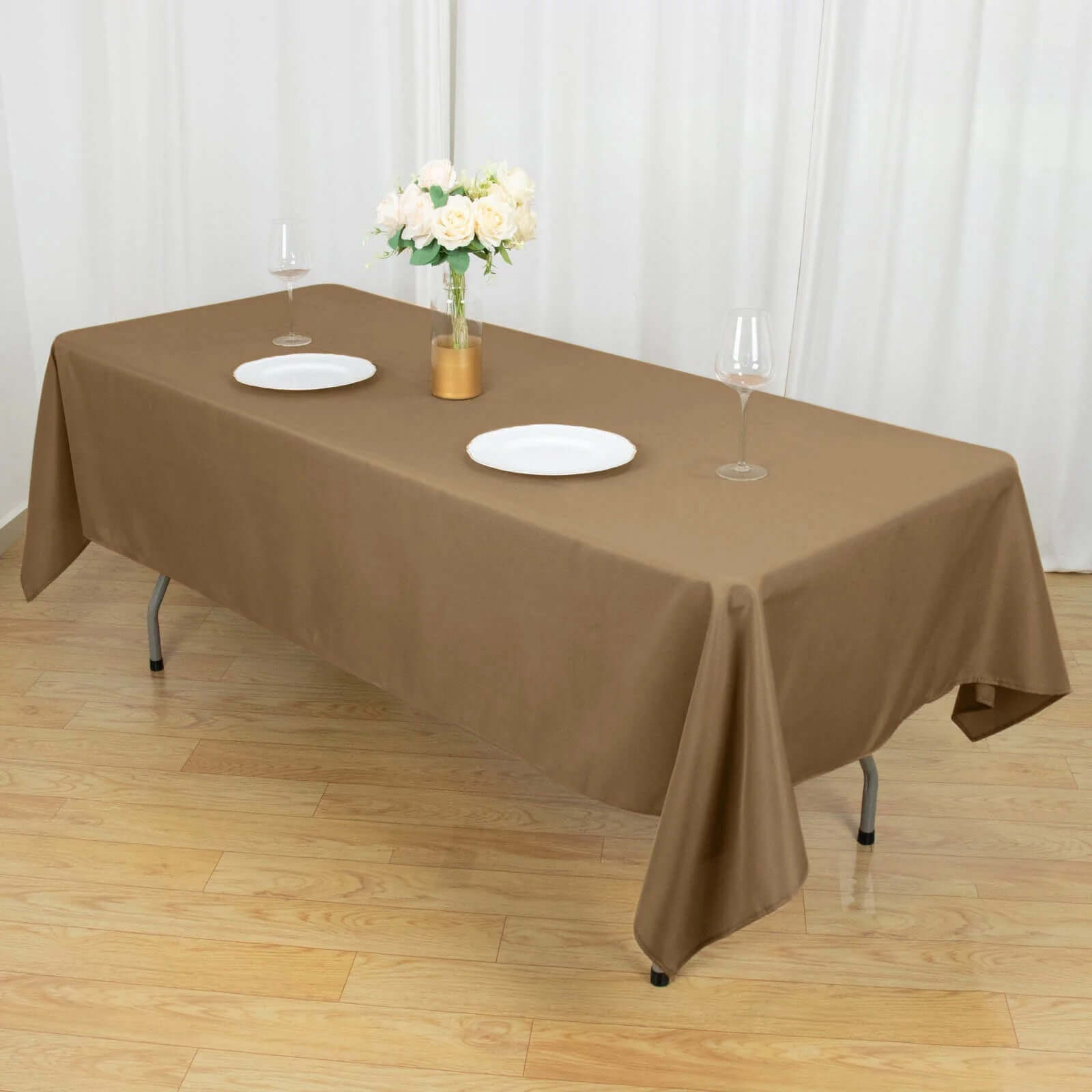 Polyester 60x102 Rectangle Tablecloth Taupe - Durable and Stylish Table Cover