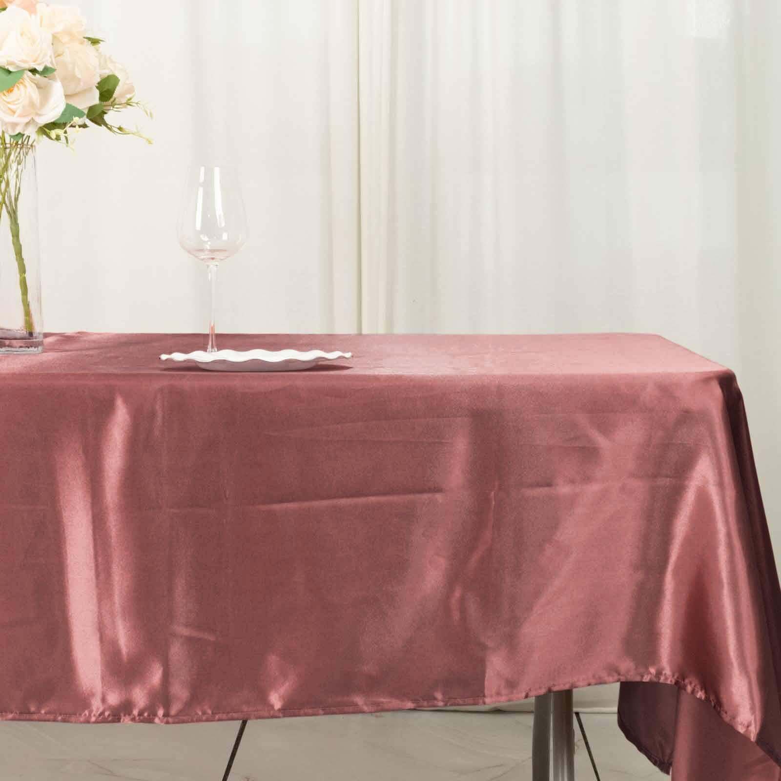 Satin Rectangular 60x102 Tablecloth Cinnamon Rose - Smooth and Lustrous Table Cover