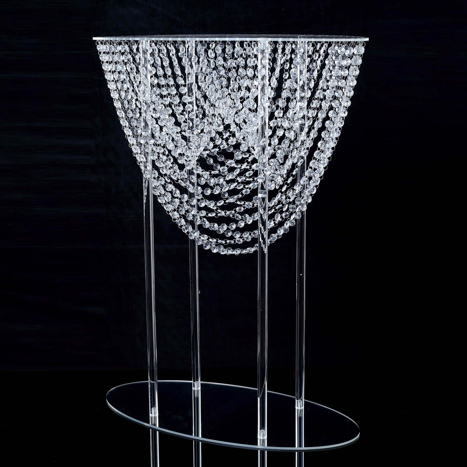 Acrylic Wedding Bouquet Pillar Centerpiece Crystal Chandelier Design - Large Flower Arrangement Table Stand 32