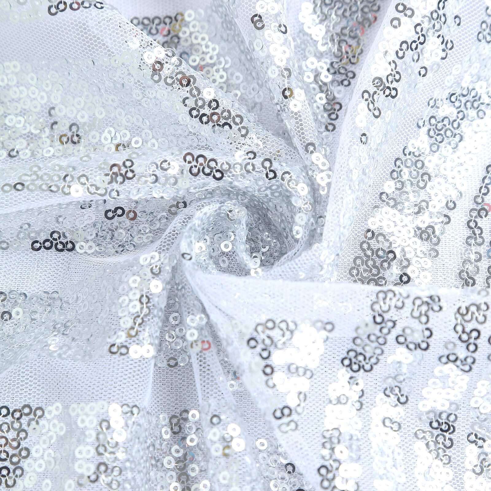 Sequin 120 Round Tablecloth Silver - Seamless Diamond Glitz Table Cover