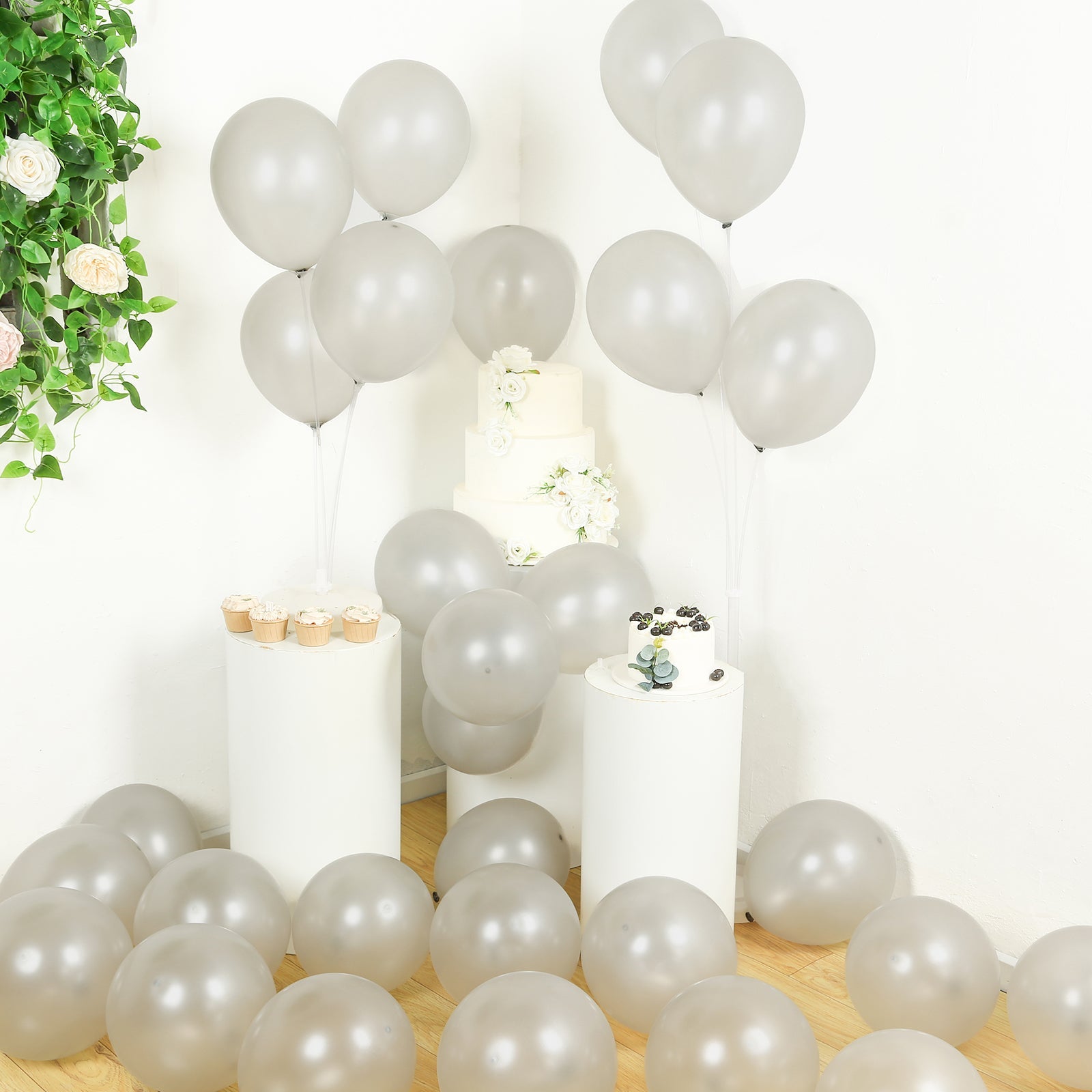 50 Pack Silver Biodegradable Balloons, 12 Thickened Extra Strong Eco-friendly Latex Helium Party Balloons