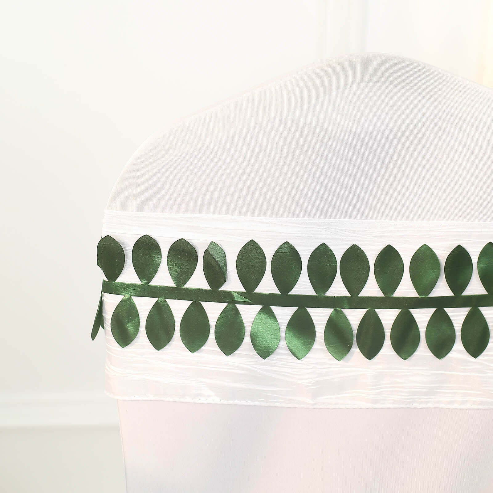 Taffeta Ribbon Sash with 4 Leaf Petal Design Green 50ft - Sophisticated Artificial Fabric Garland