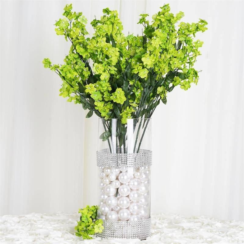 12 Stems Lime Artificial Silk Babys Breath Flower Bushes Spray