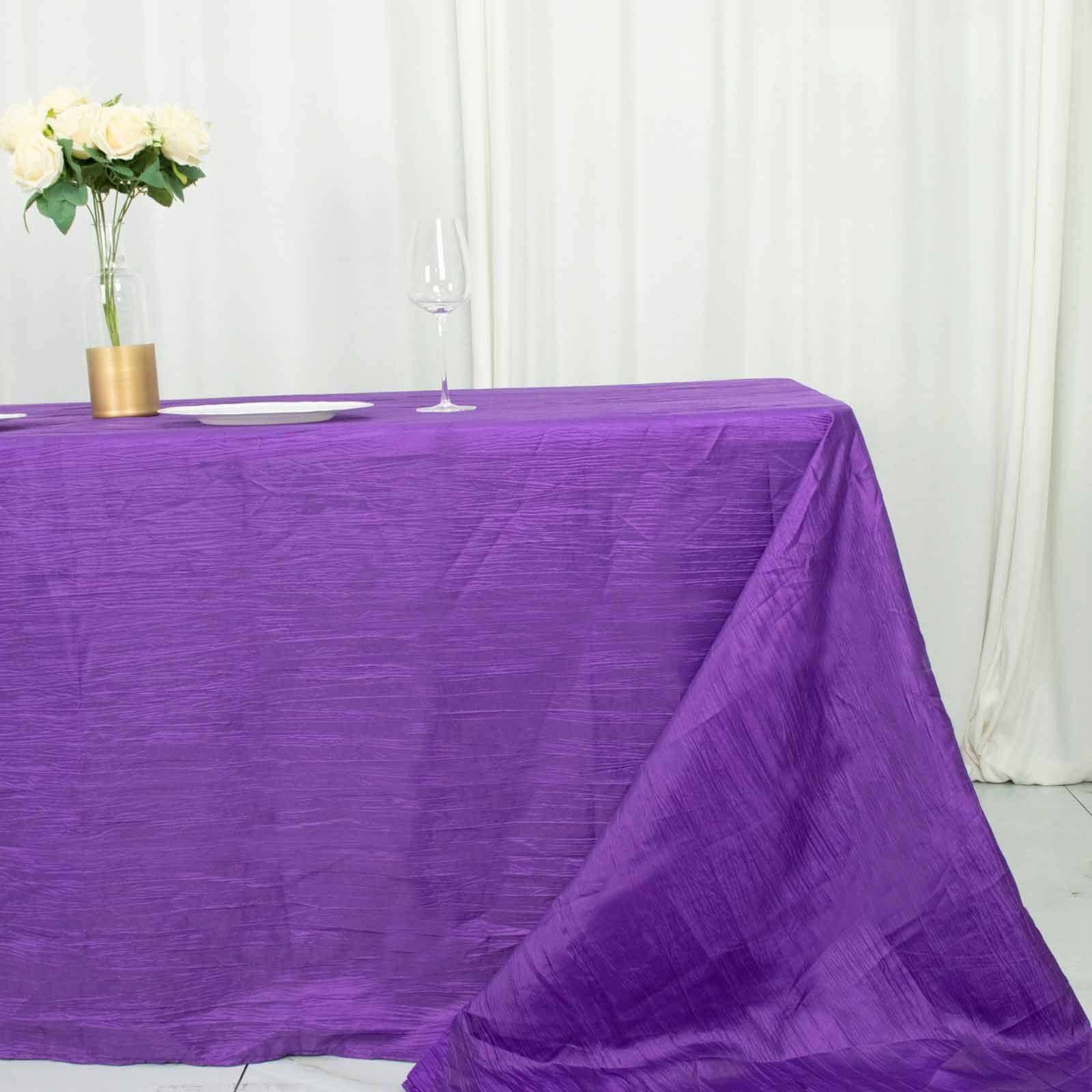 Taffeta 90x156 Rectangle Tablecloth Purple - Accordion Crinkle Seamless Table Cover