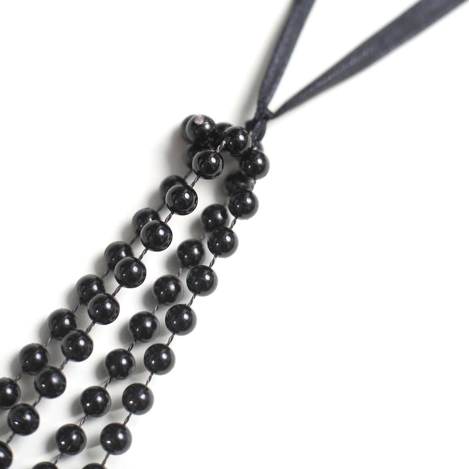 Faux Pearl Beaded 16 Chair Back Garland Sash Black Gatsby-Inspired Style - Pre-Tied Chic Wedding Decor for Chiavari Chairs