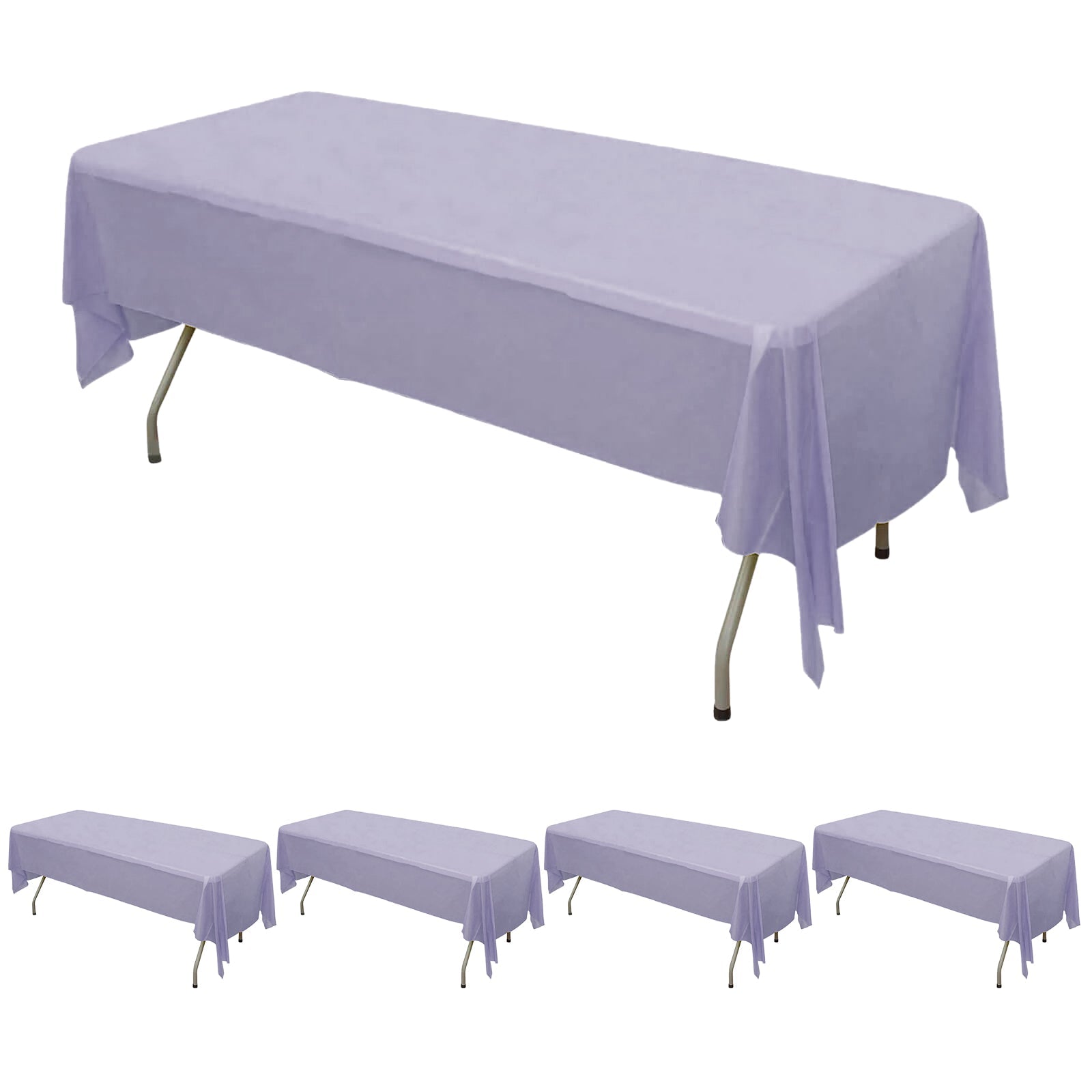 5-Pack Plastic Table Covers Lavender Lilac Rectangle - Reliable PVC Disposable Covers for Gatherings 54x108