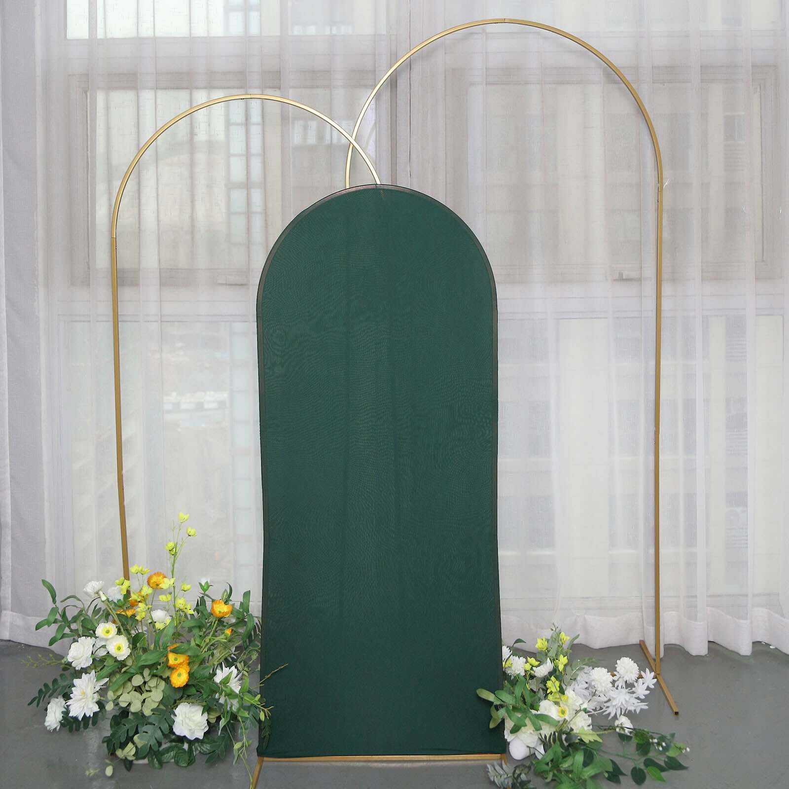 5ft Matte Hunter Emerald Green Spandex Fitted Chiara Backdrop Stand Cover For Round Top Wedding Arch