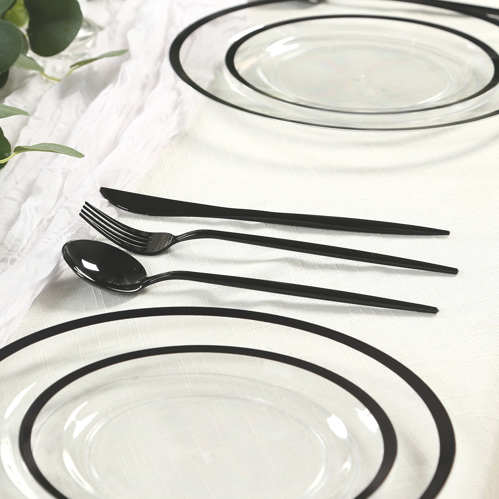 60 Pack Plastic Silverware Set, Black Heavy Duty Disposable Sleek Utensil Cutlery