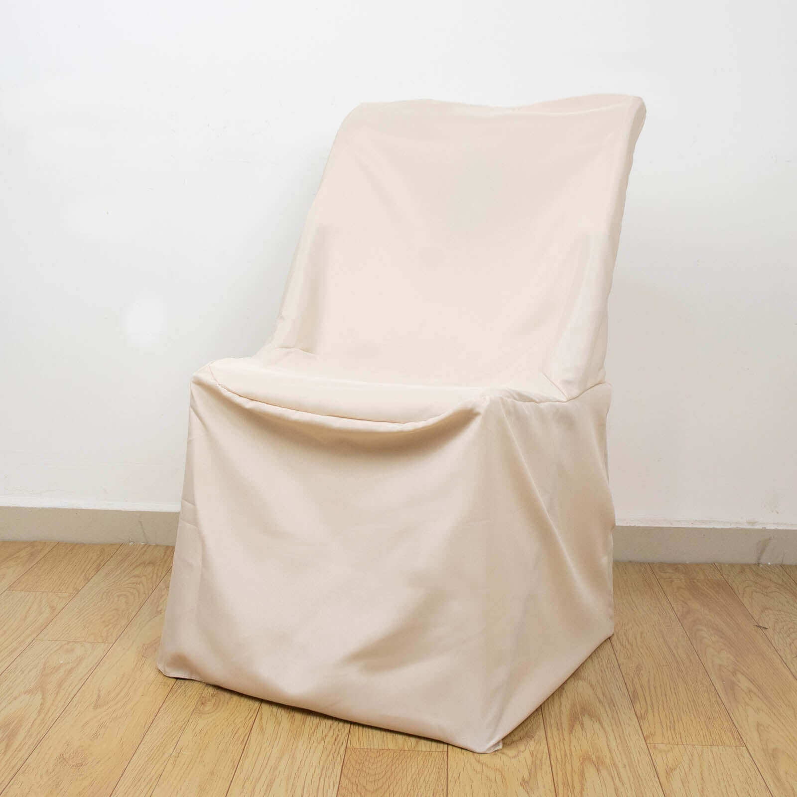 Polyester Chair Cover for Folding Lifetime Chairs Beige - Reusable Durable Slip-On Cover