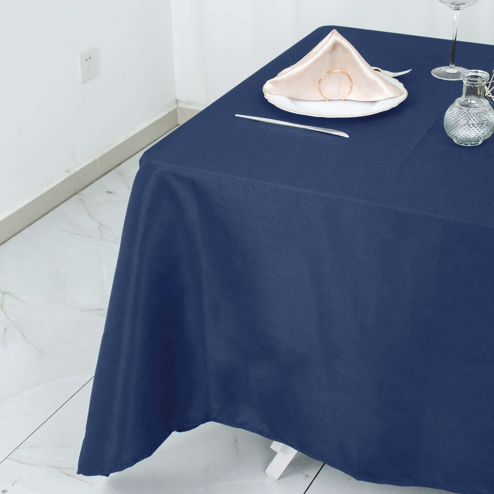 Premium Polyester Square Tablecloth 70x70 Navy Blue 220GSM Wrinkle-Resistant Table Cover