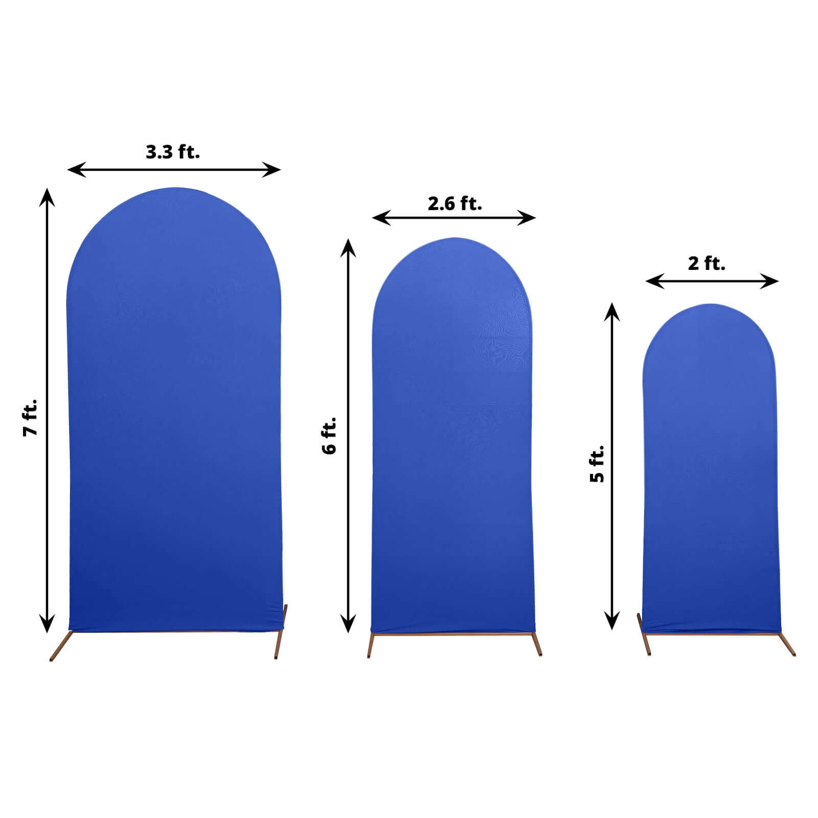 Set of 3 Matte Royal Blue Spandex Fitted Chiara Backdrop Stand Cover For Round Top Wedding Arch - 5ft, 6ft, 7ft