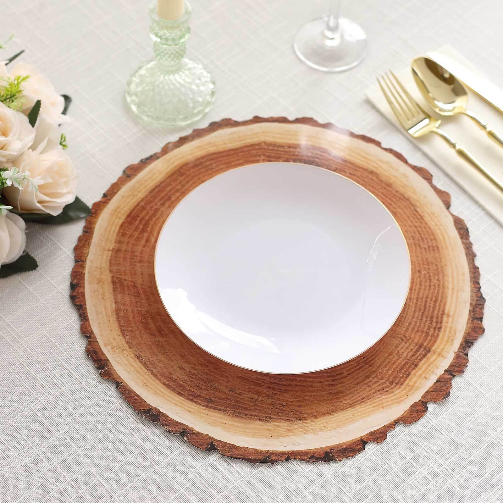 6-Pack Disposable Table Placemats in Natural Wood Slice Print - 700GSM Cardboard Placemats for Boho Farmhouse Decor 13