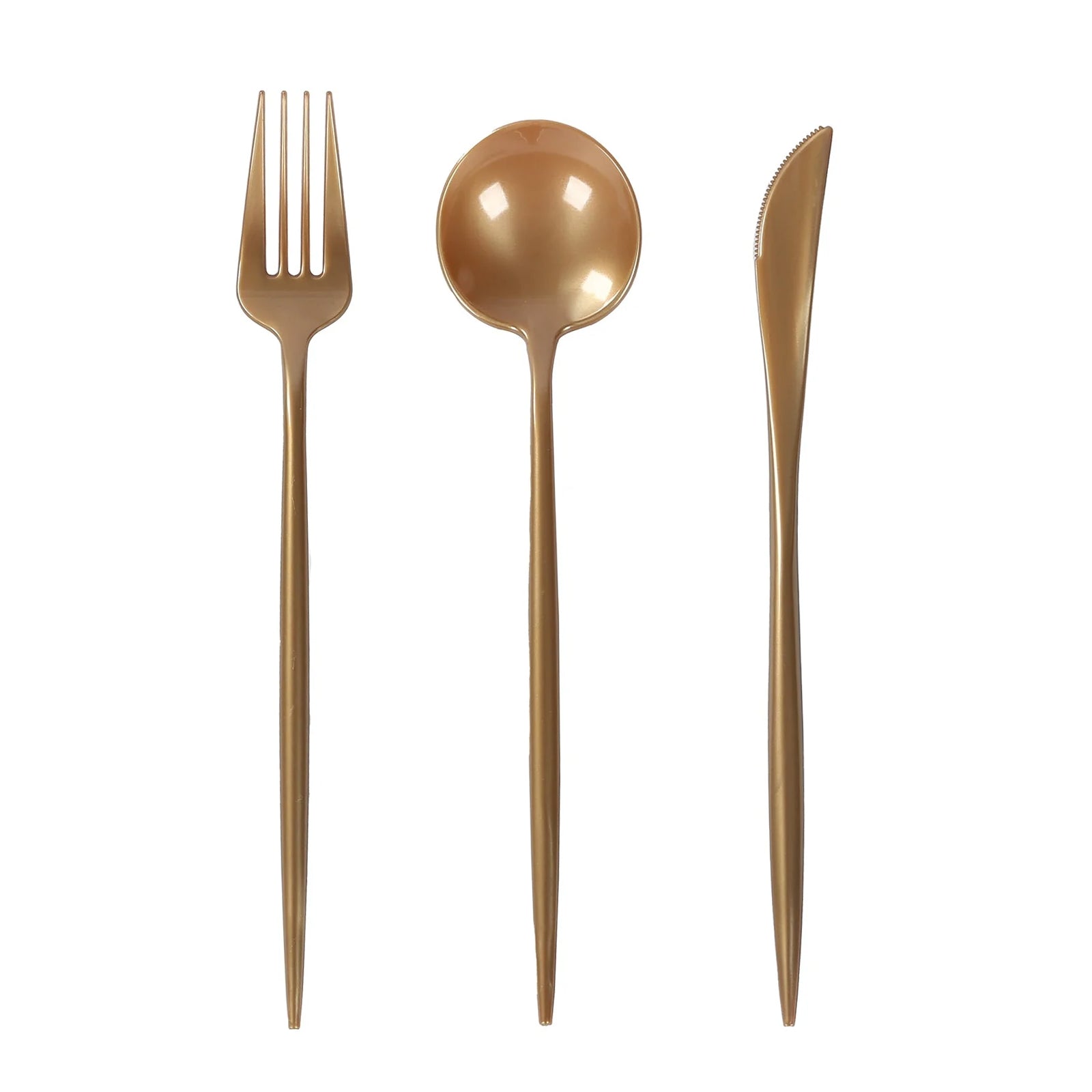 60 Pack Plastic Silverware Set, Gold Heavy Duty Disposable Sleek Utensil Cutlery