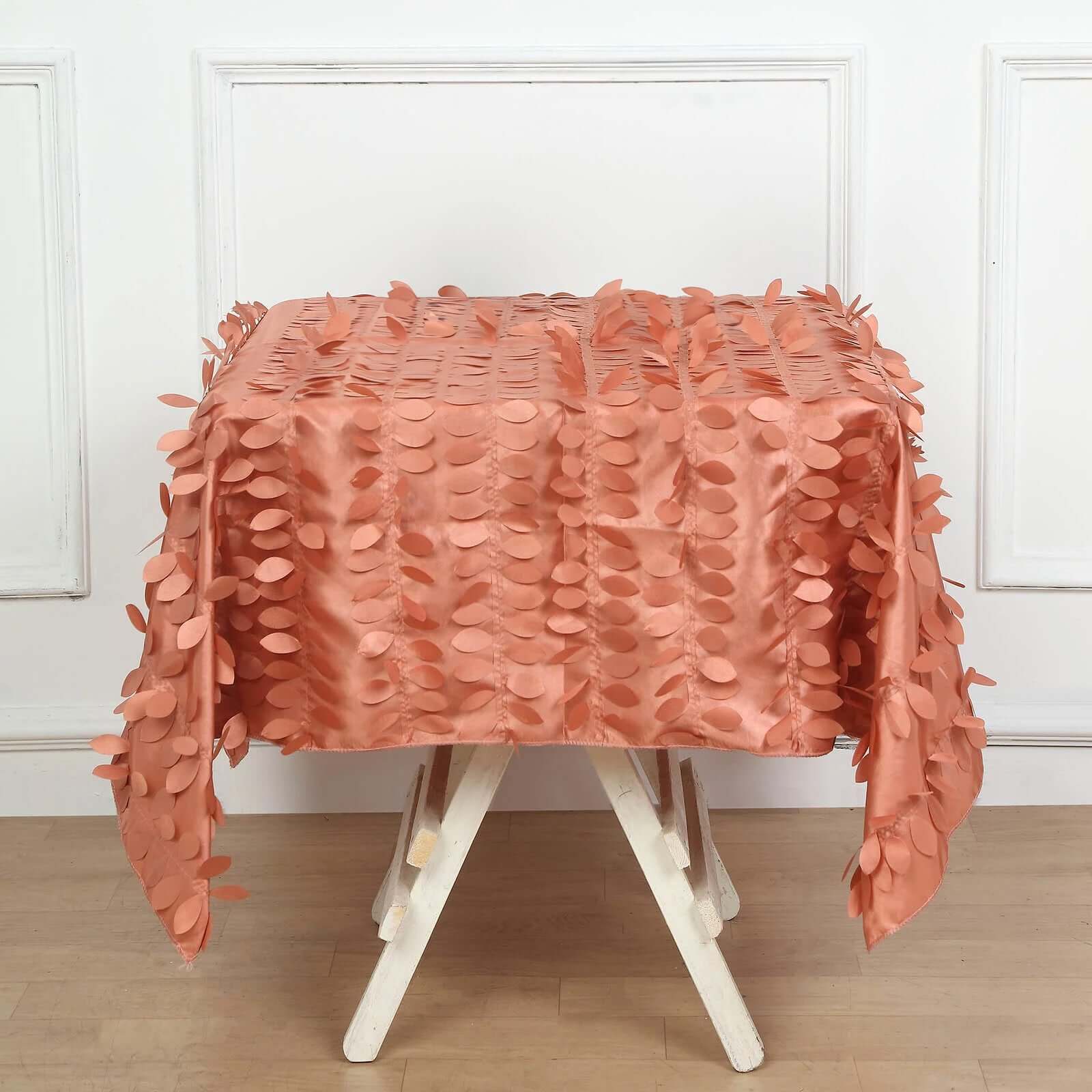 Taffeta 54x54 Square Tablecloth Terracotta (Rust) 3D Leaf Petal Table Cover