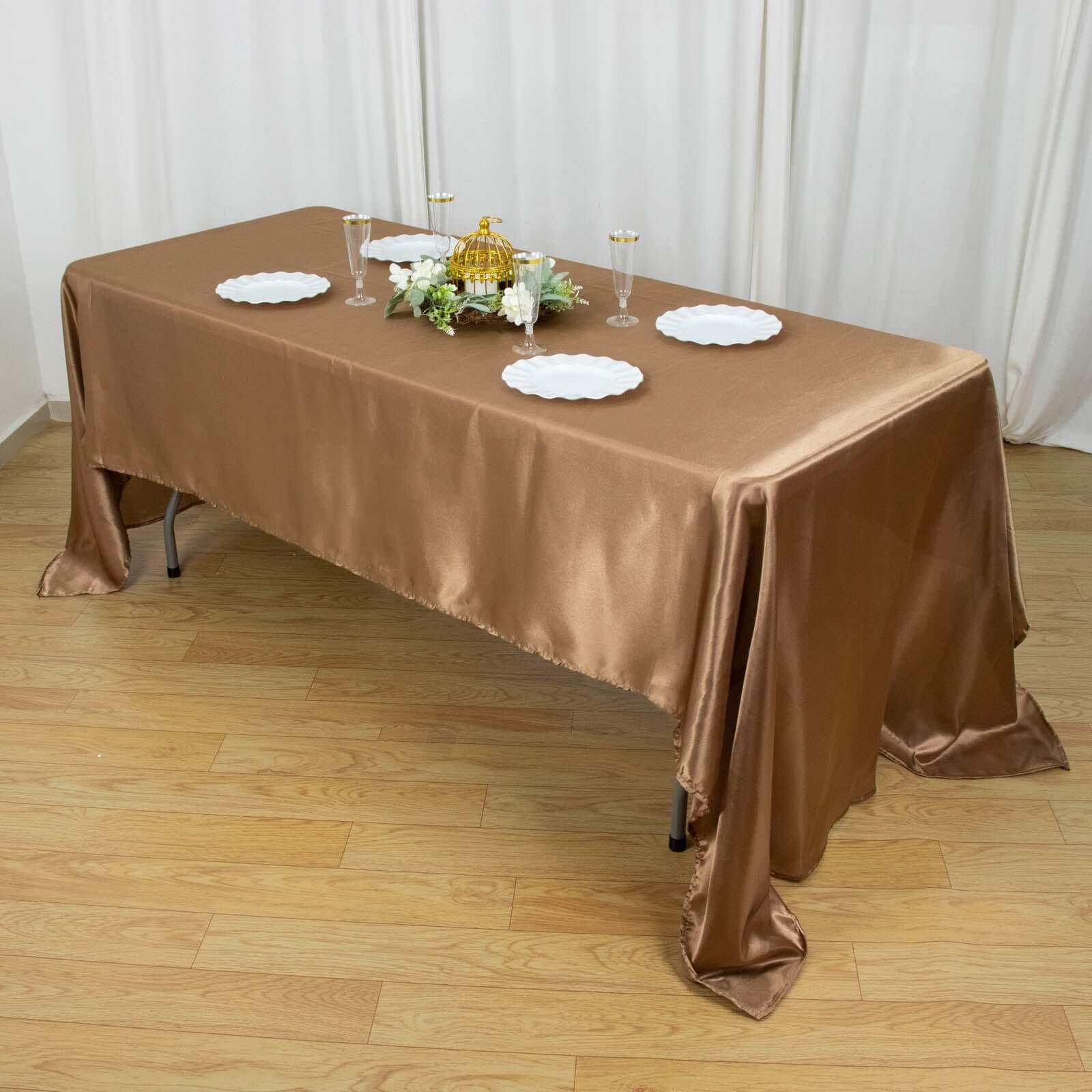 Satin Rectangular 60x126 Tablecloth Taupe - Smooth and Lustrous Table Cover