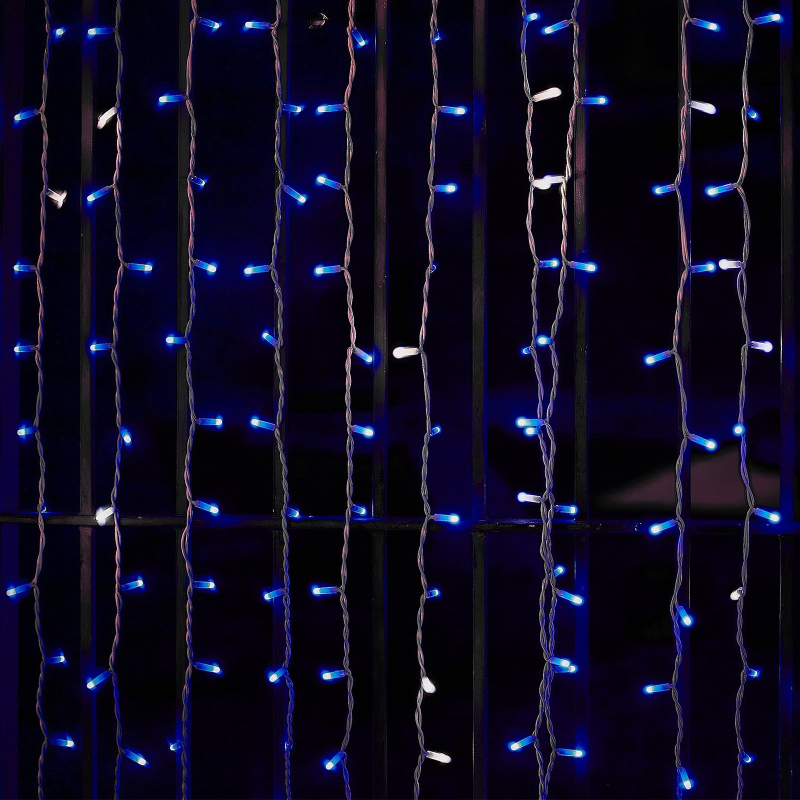 10ft Blue 300 LED Icicle Curtain Fairy String Lights with 8 Modes