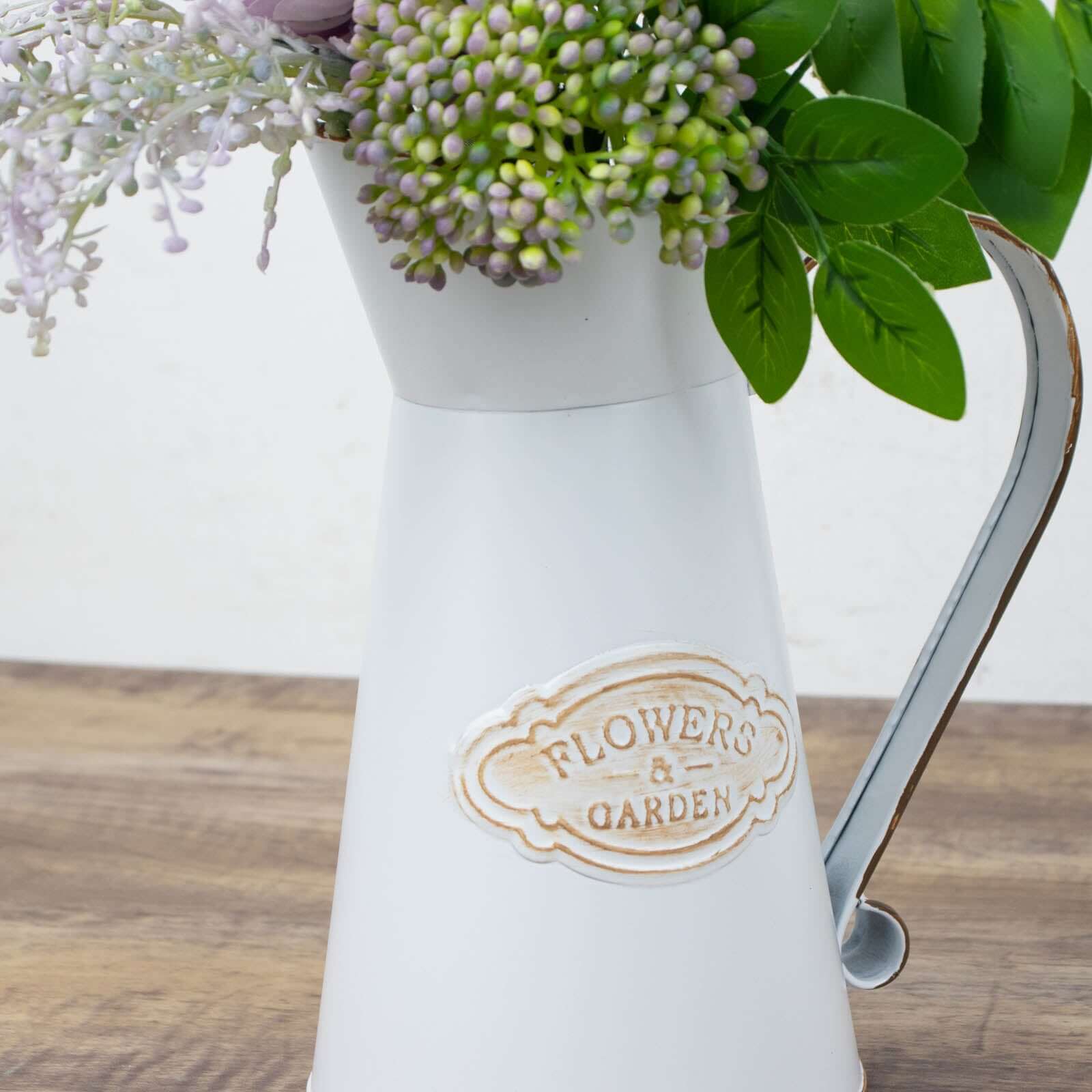 Metal Garden Water Pitcher Rustic Milk Jug Design - Shabby Chic Decorative Flower Vase 9