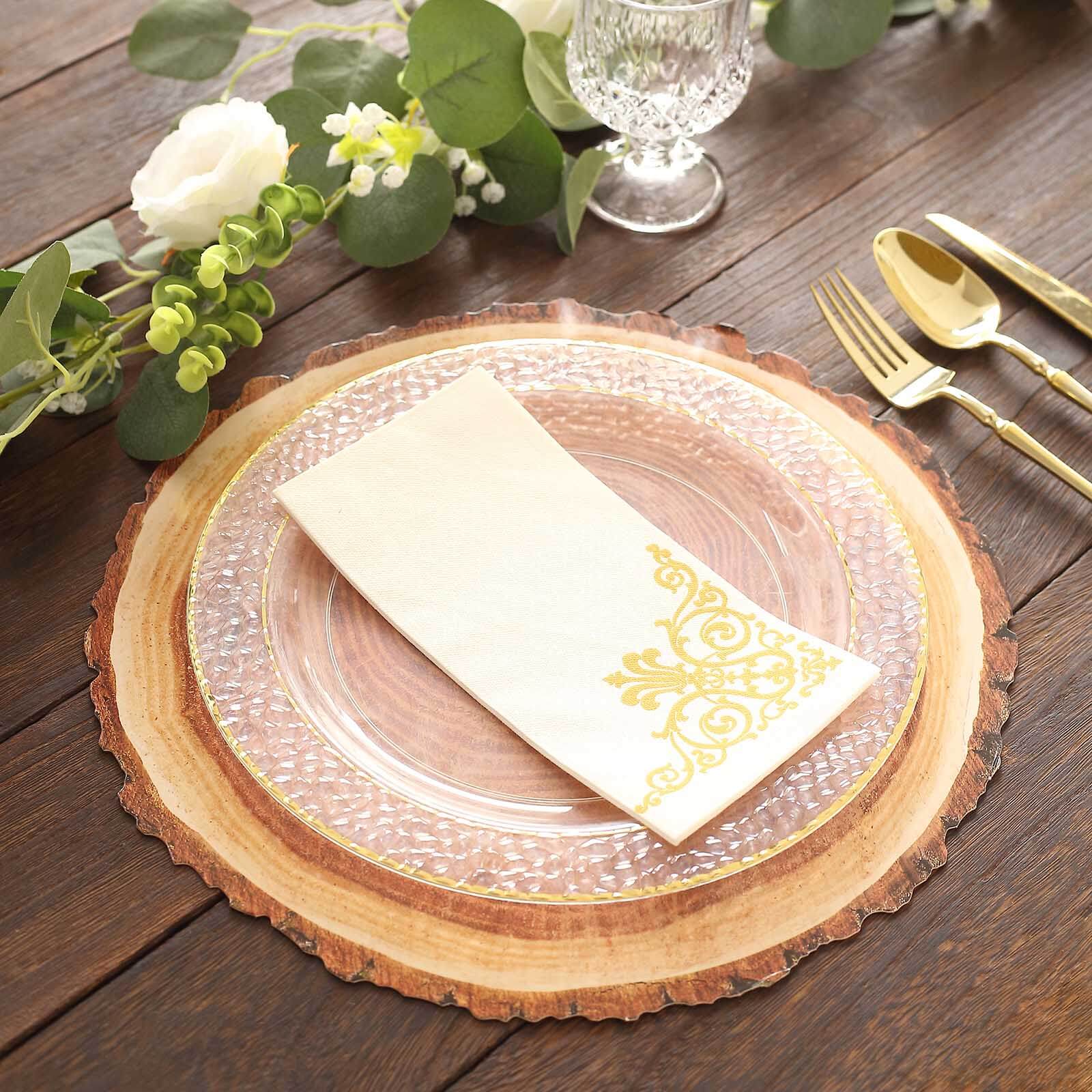 6-Pack Disposable Table Placemats in Natural Wood Slice Print - 700GSM Cardboard Placemats for Boho Farmhouse Decor 13