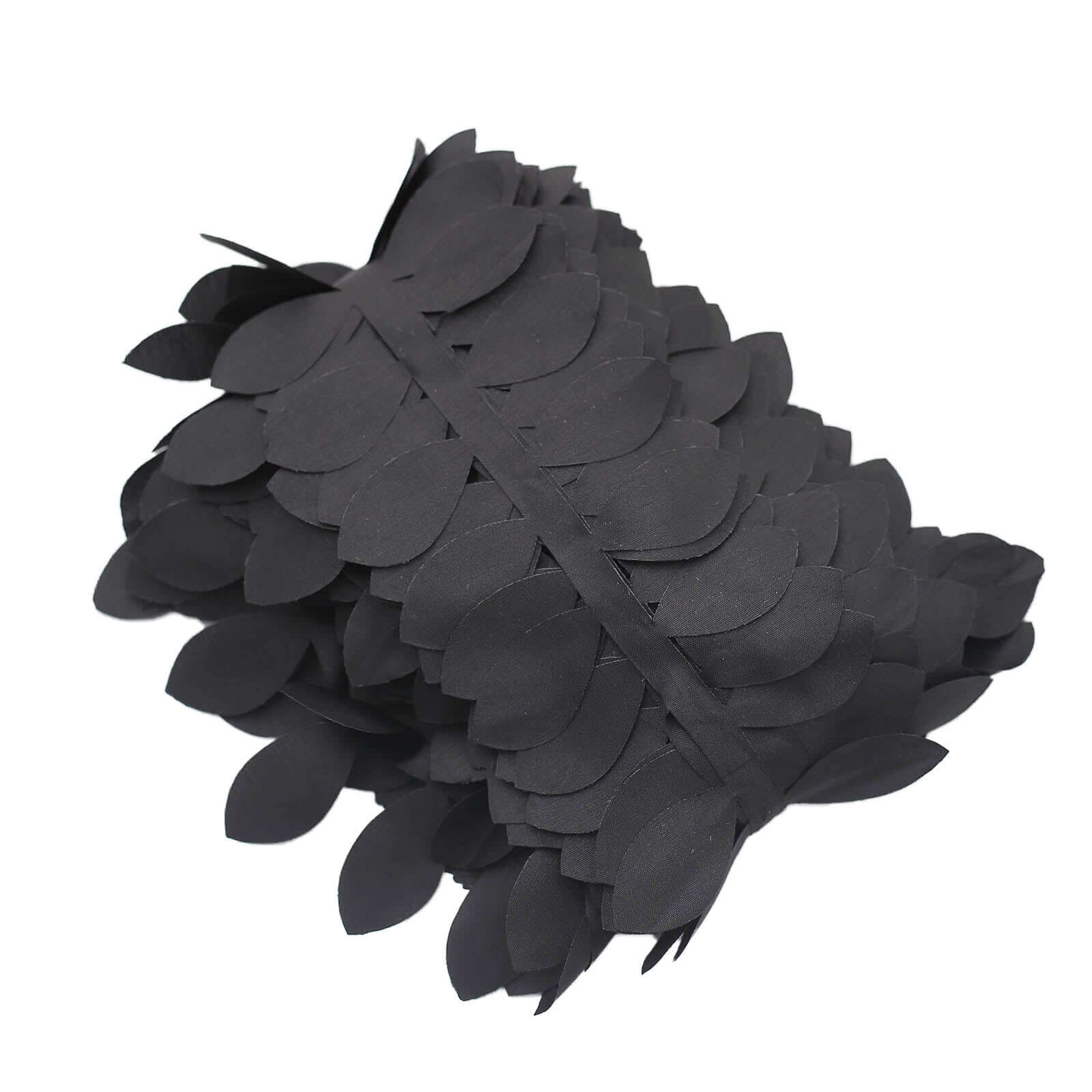 Taffeta Ribbon Sash with 4 Leaf Petal Design Black 50ft - Sophisticated Artificial Fabric Garland for Events