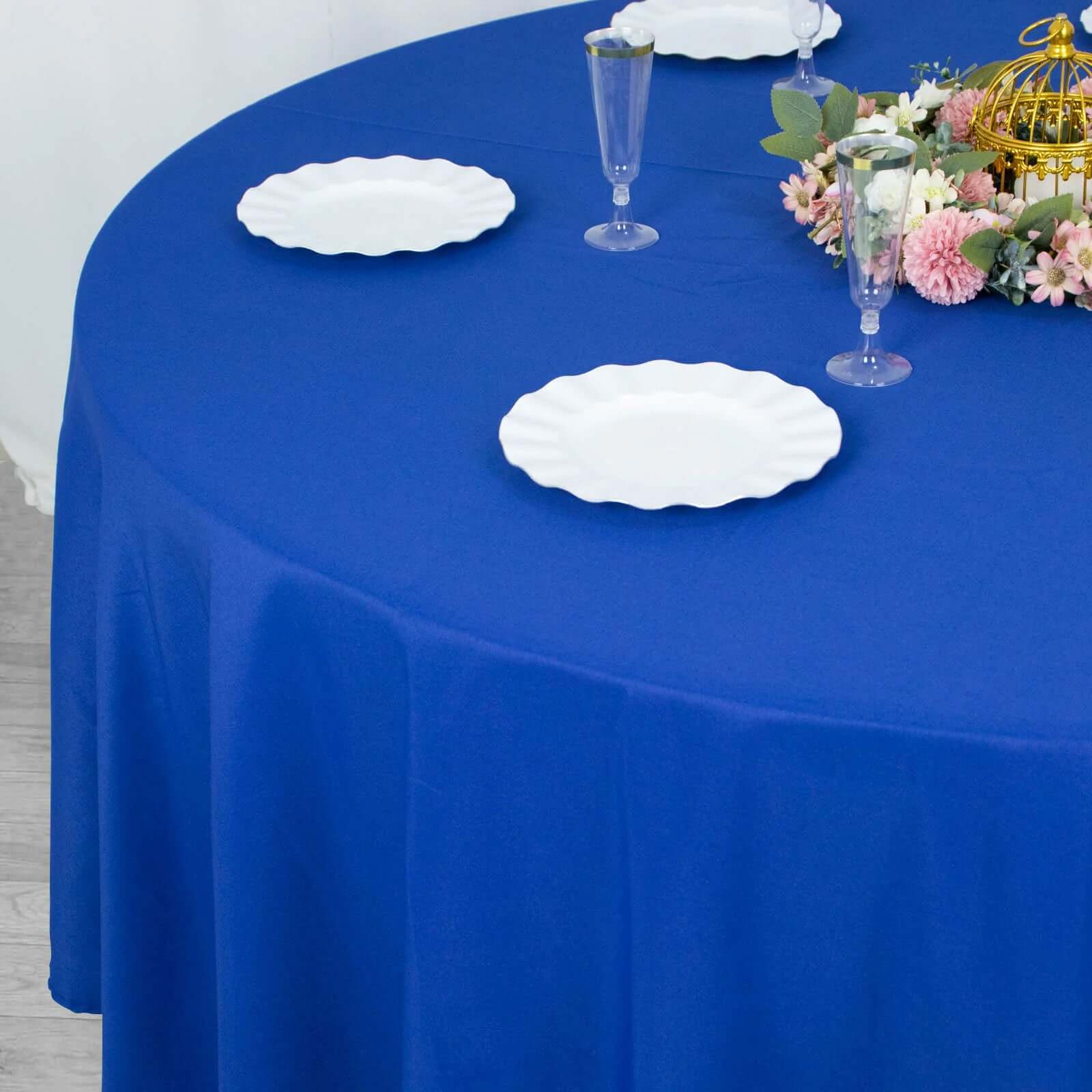 Premium Polyester 108 Round Tablecloth Royal Blue - Wrinkle-Resistant 220GSM Table Cover